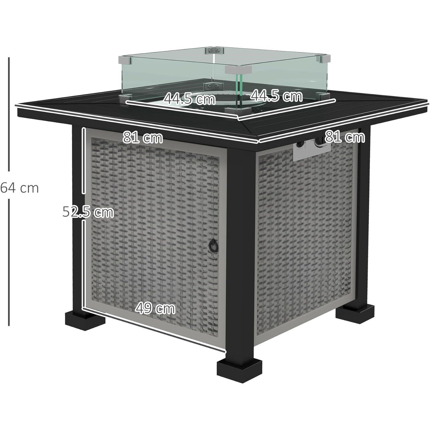 Grey - Outsunny - Square Propane Gas Fire Pit Table - 5