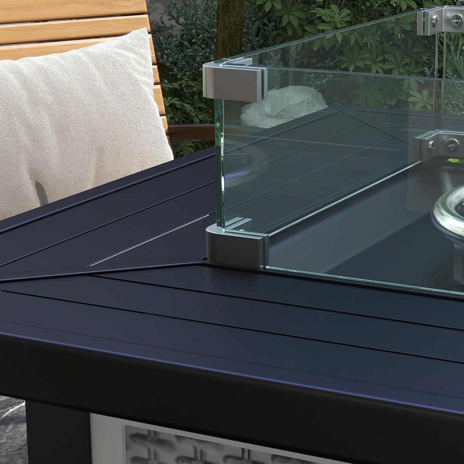 Grey - Outsunny - Square Propane Gas Fire Pit Table - 9