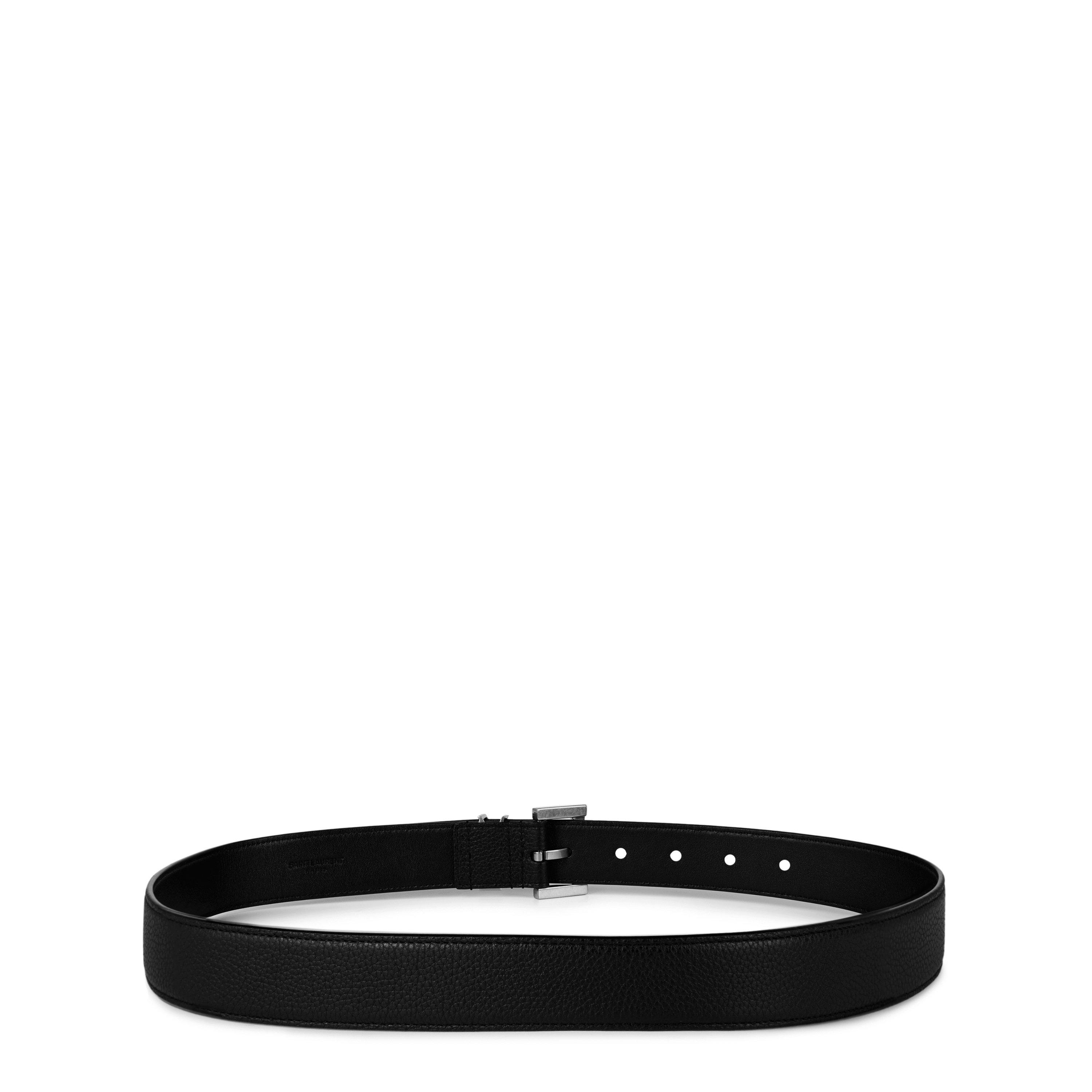 Black - Saint Laurent - Leather Cassandre Buckle Belt - 3