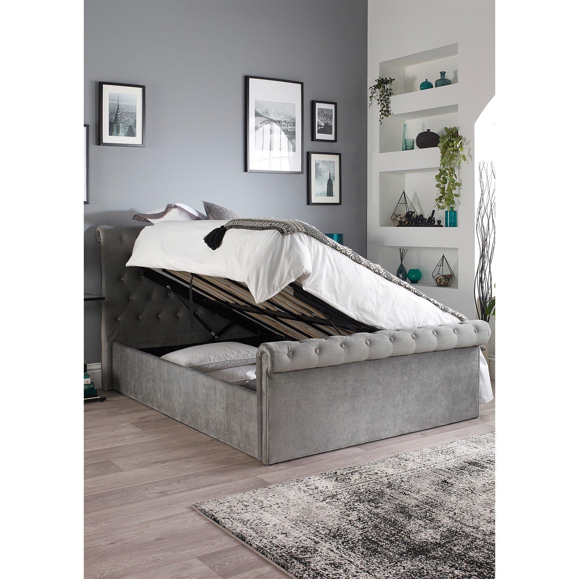 Grey - Aspire - Chesterfield Ottoman Bed - 2