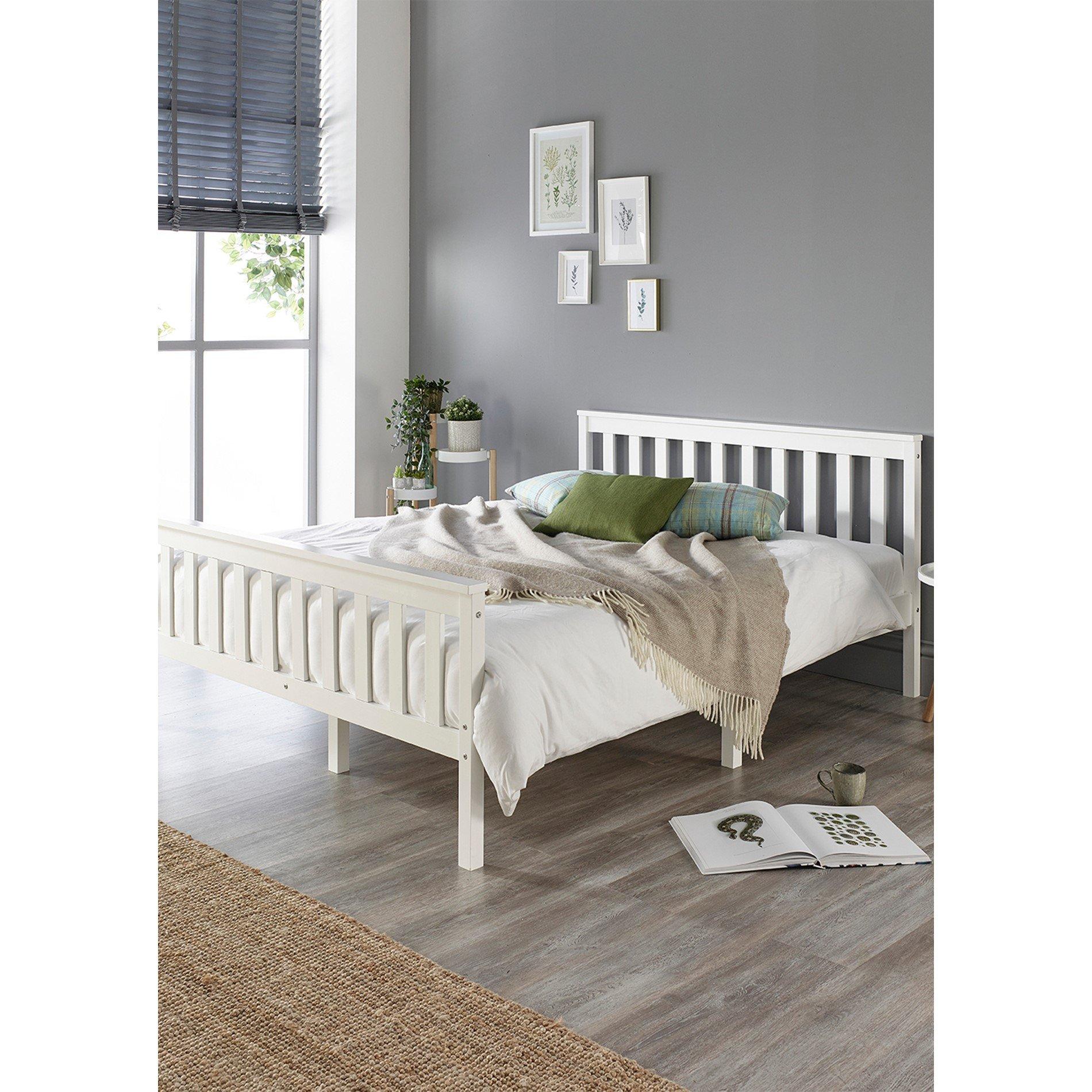 Aspire Atlantic Wooden Bed, White