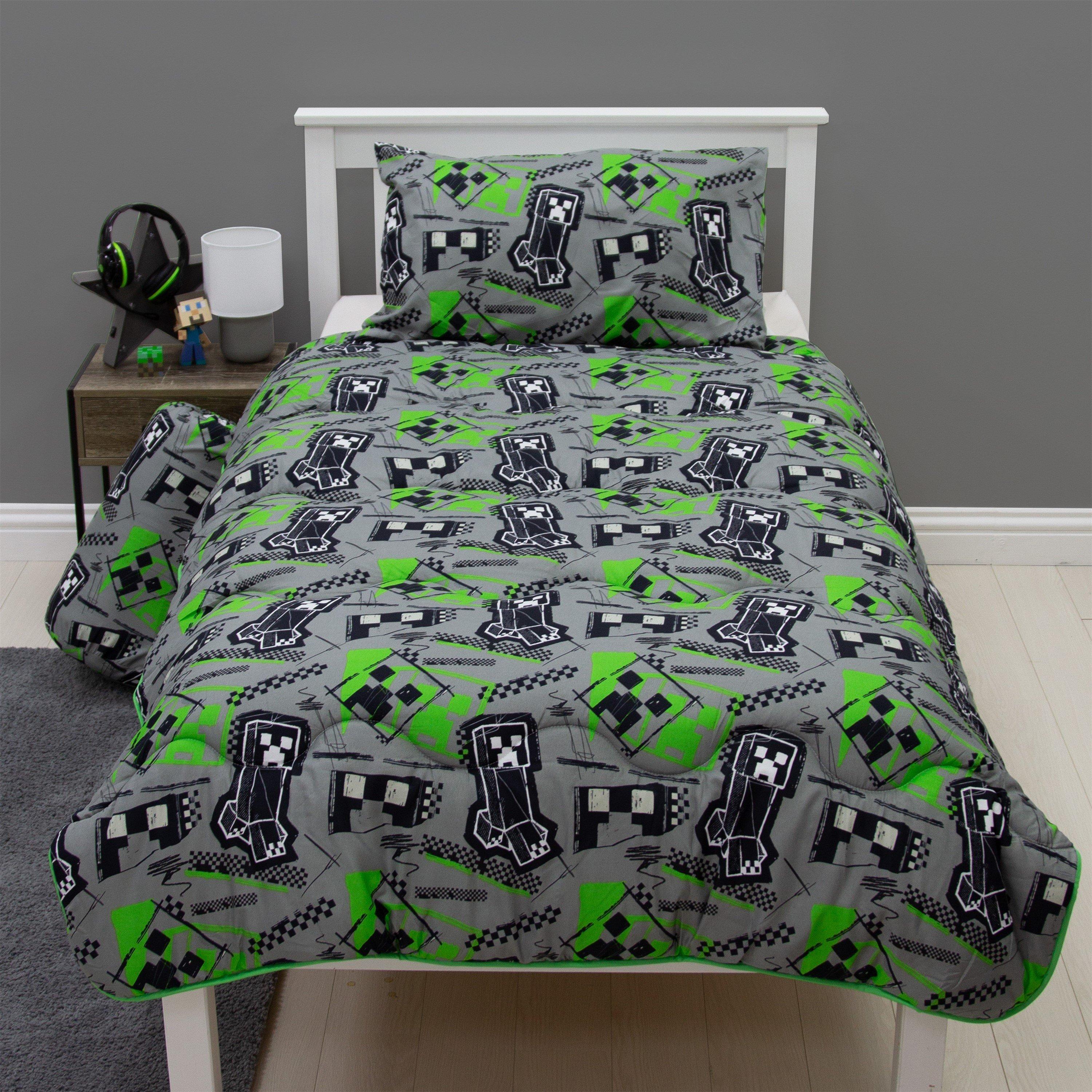 Green - Minecraft - 10.5 Tog Single Coverless Duvet - 2
