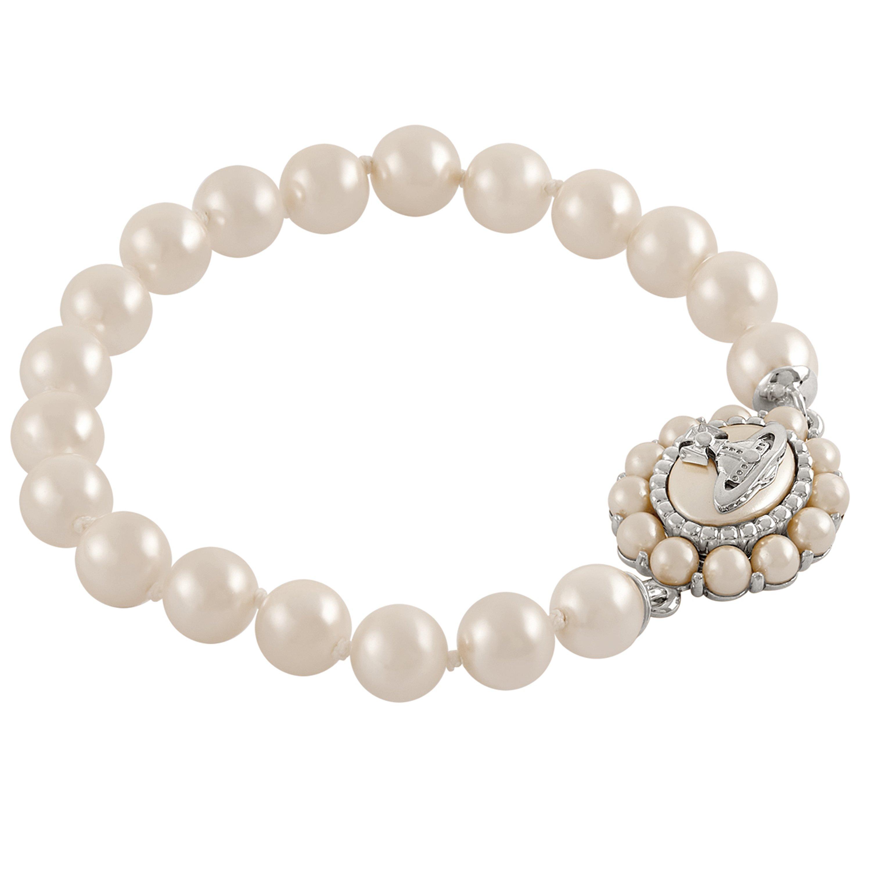 Vivienne Westwood Amaya Large Pearl Bracelet Gold Plated Bracelet - Platinum - L/XL
