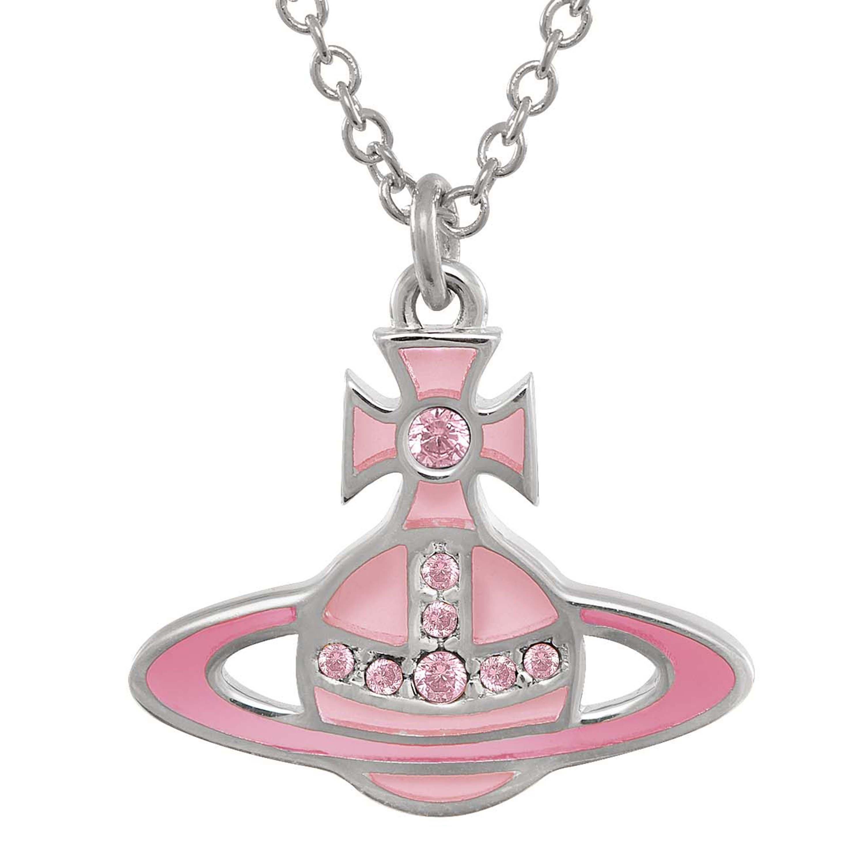 ★Vivienne Westwood★Mini Bas Relief Pendant★Silver Pink Vivienne Westwood Mini Bas Relief Orb Silver Pink Necklace