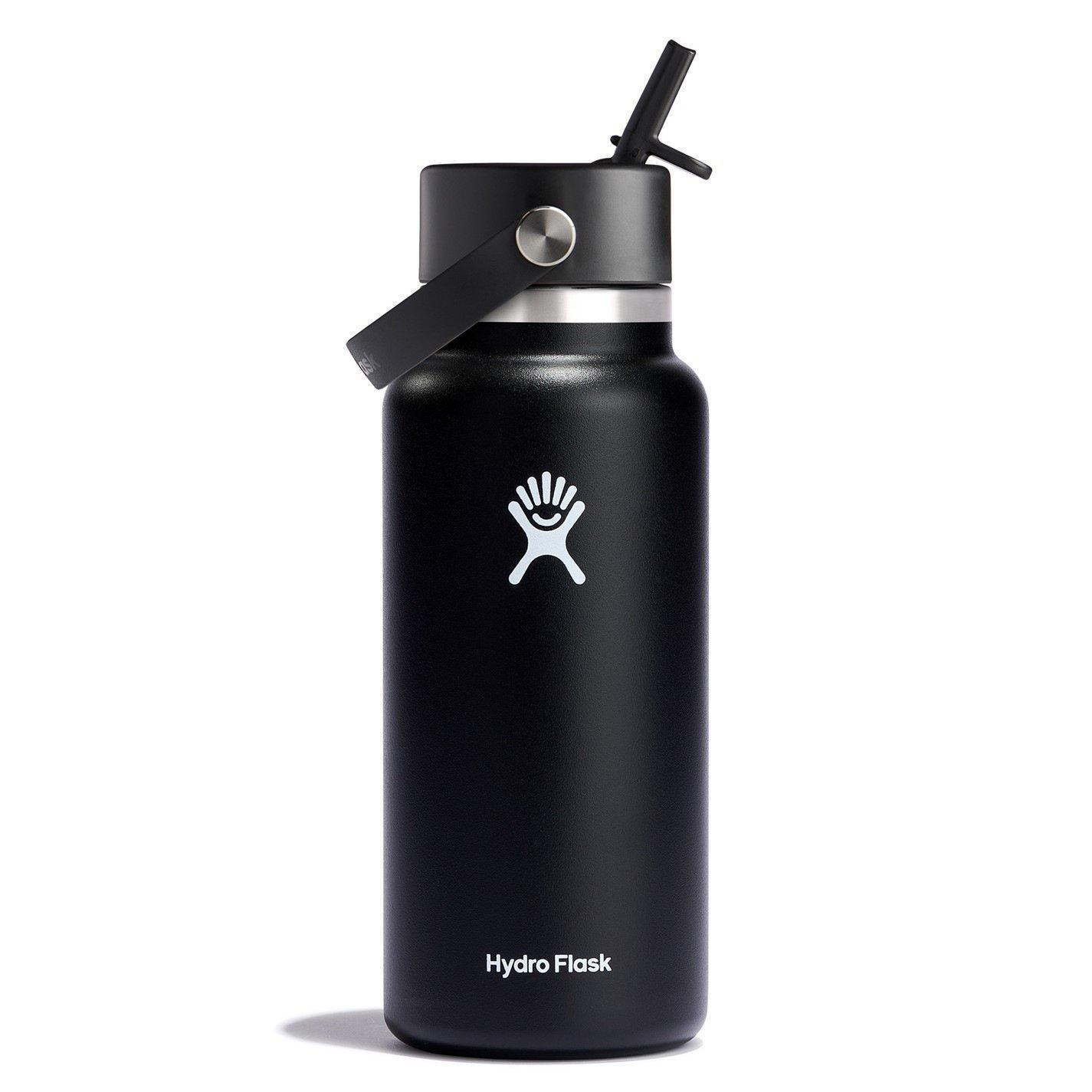 Hydro Flask  Wide Mouth Water Bottle 946 Ml (32 Oz) With Flex Straw Cap - Black