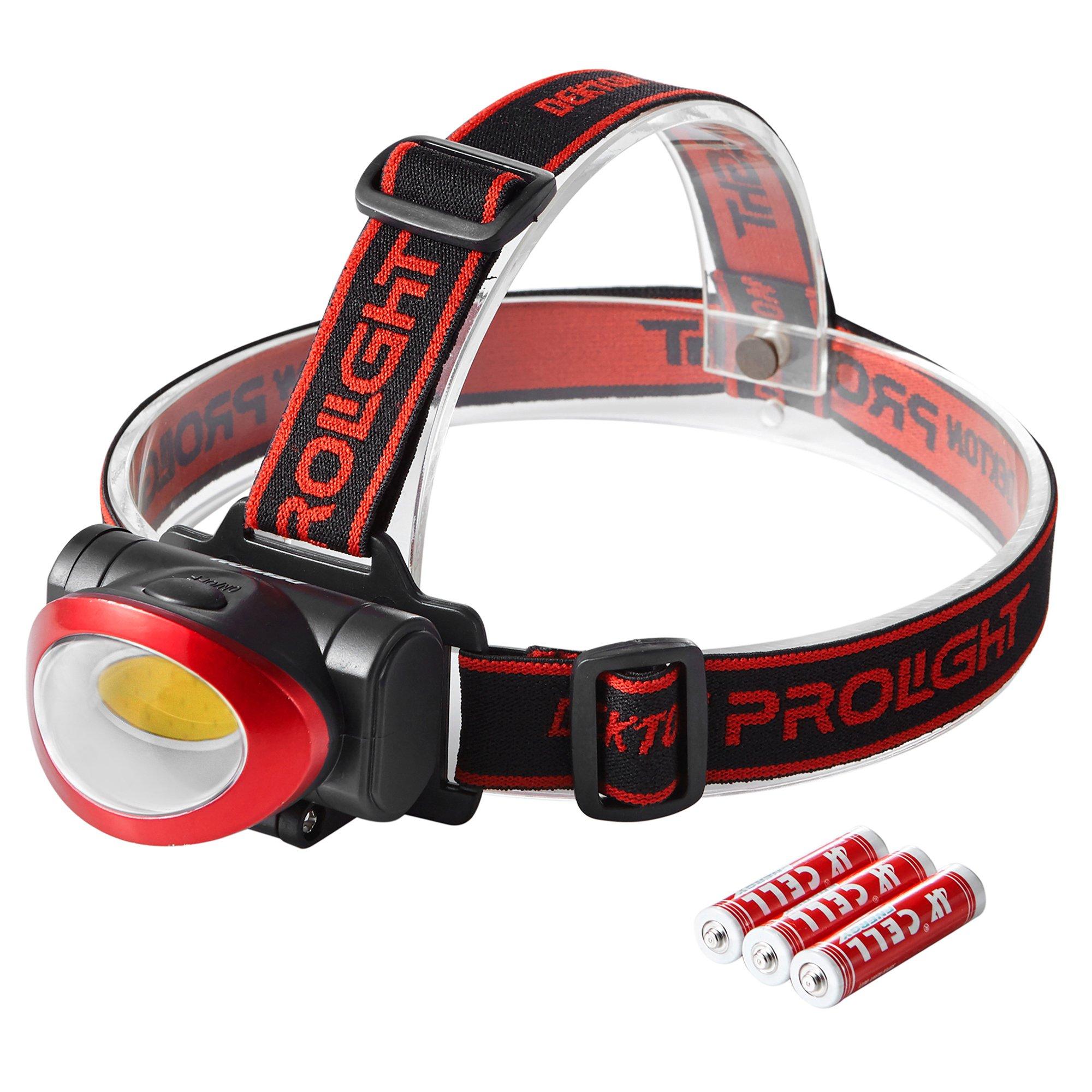 Dekton  Cob Led Adjustable Head Torch - Red & Black