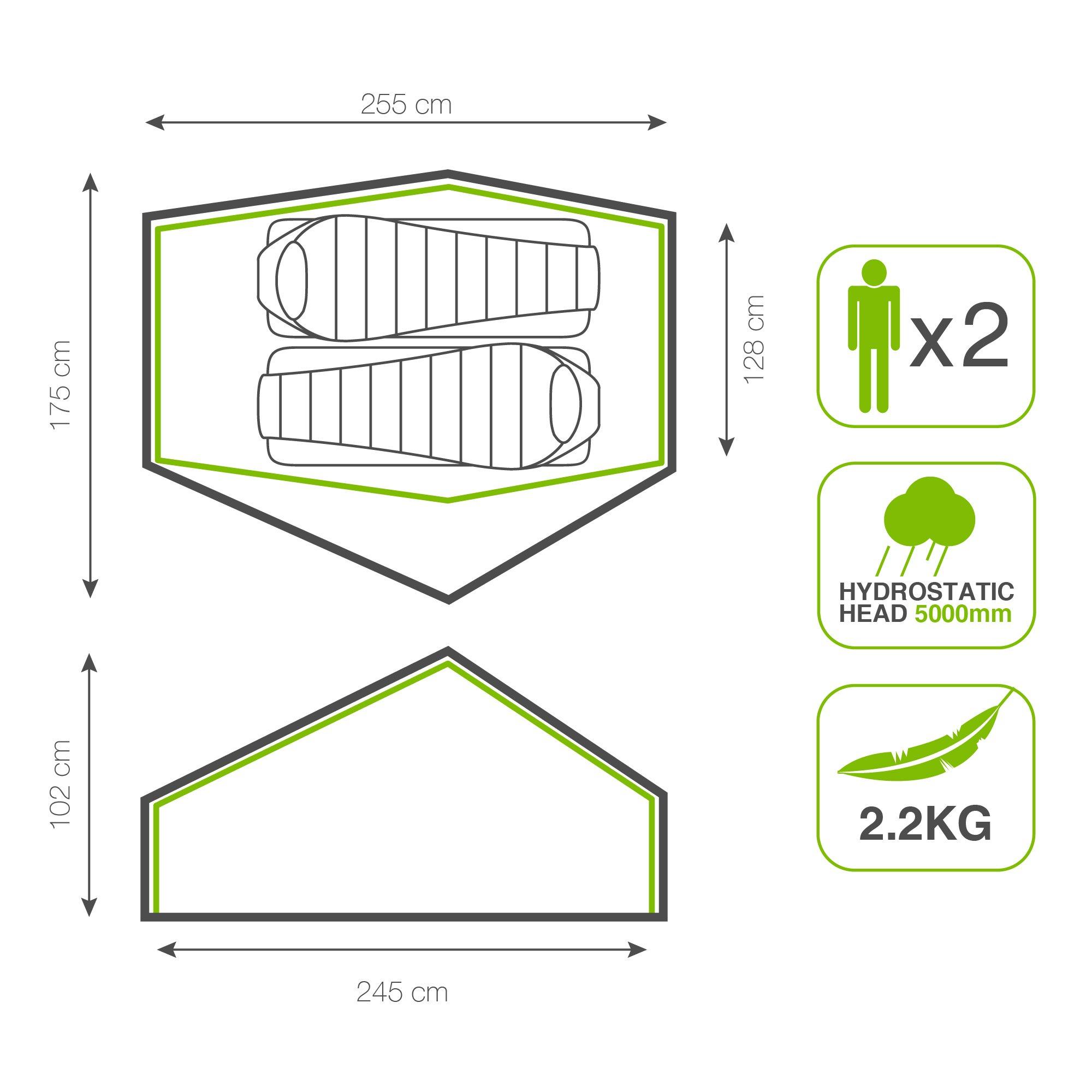 Green - Karrimor - Panther 2 Person Backpacking Tent - 3