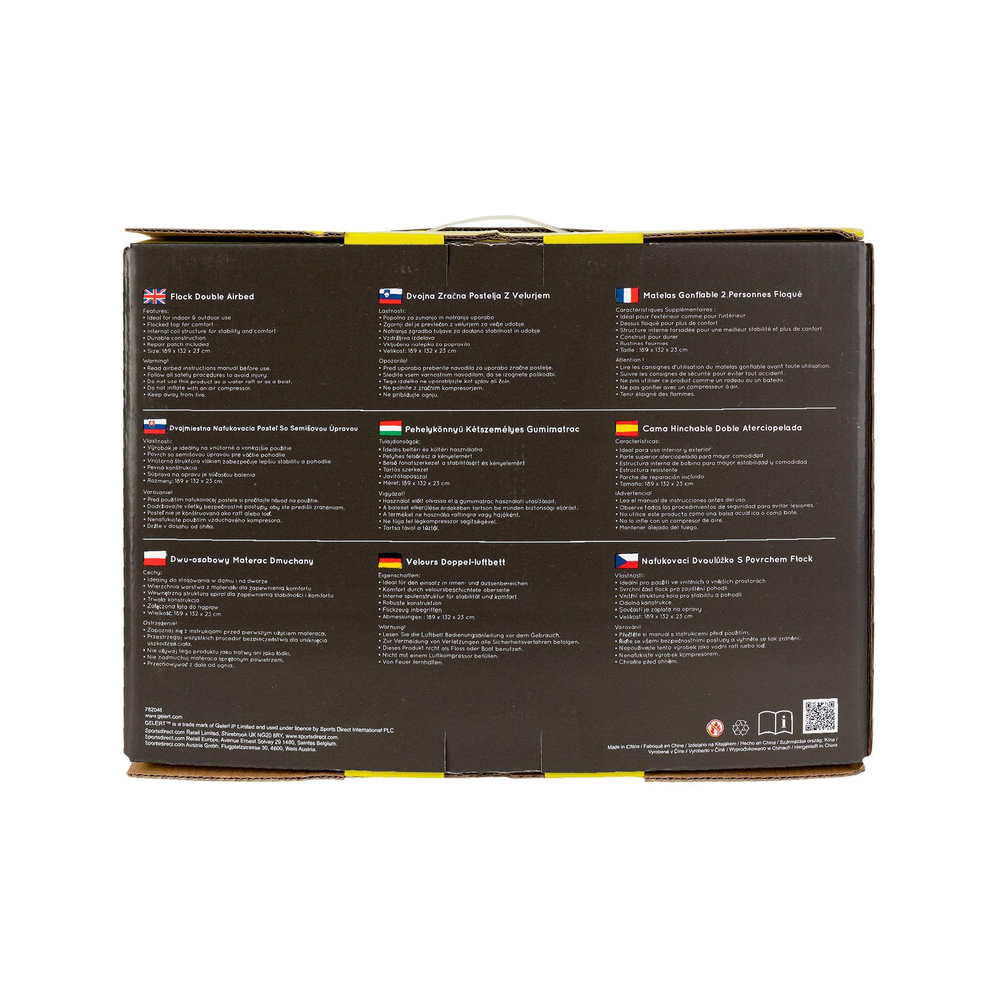 Black - Gelert - Flocked Double Airbed - 4