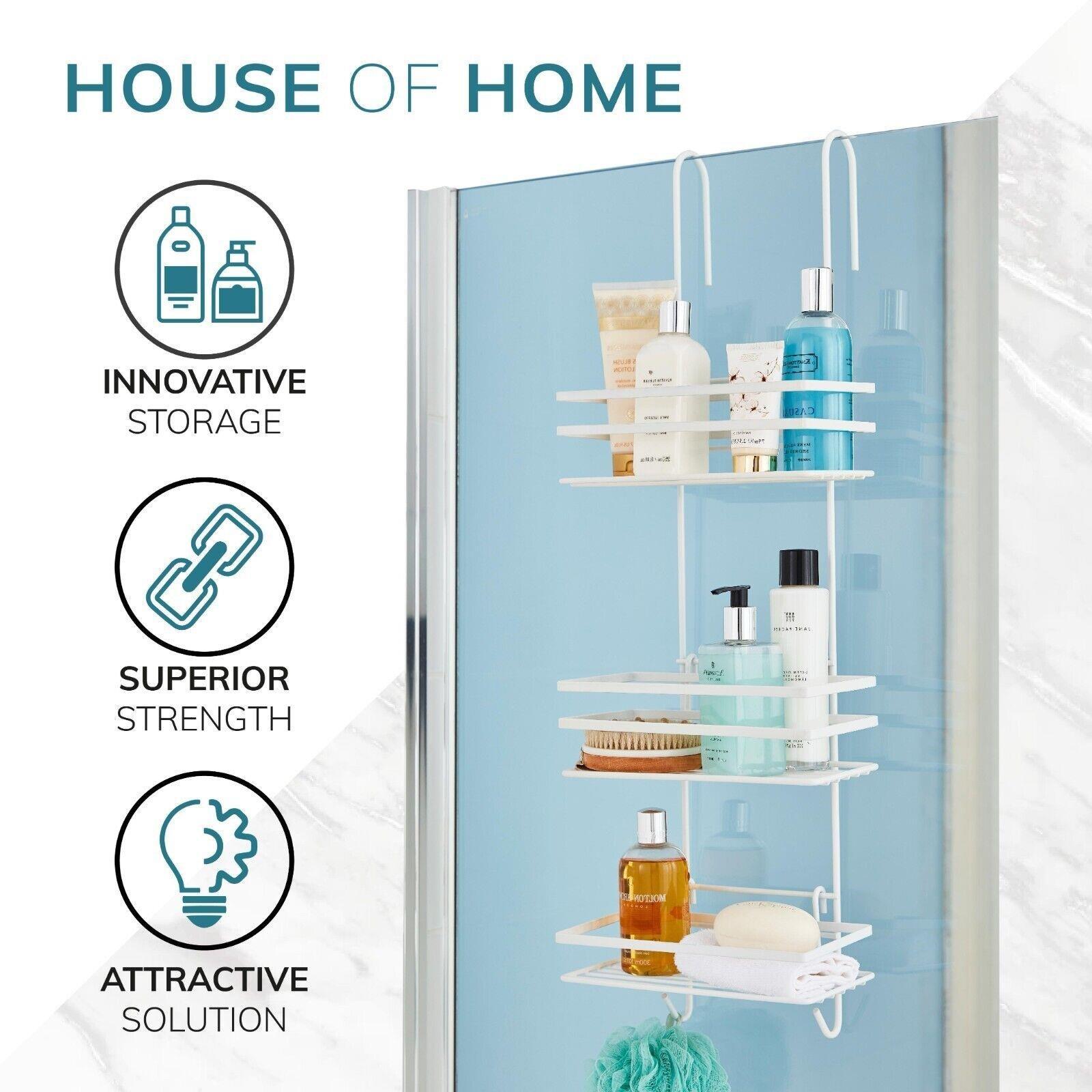 White - Homelife - 3 Tier Non Rust Hanging Shower Caddy Bathroom - 3