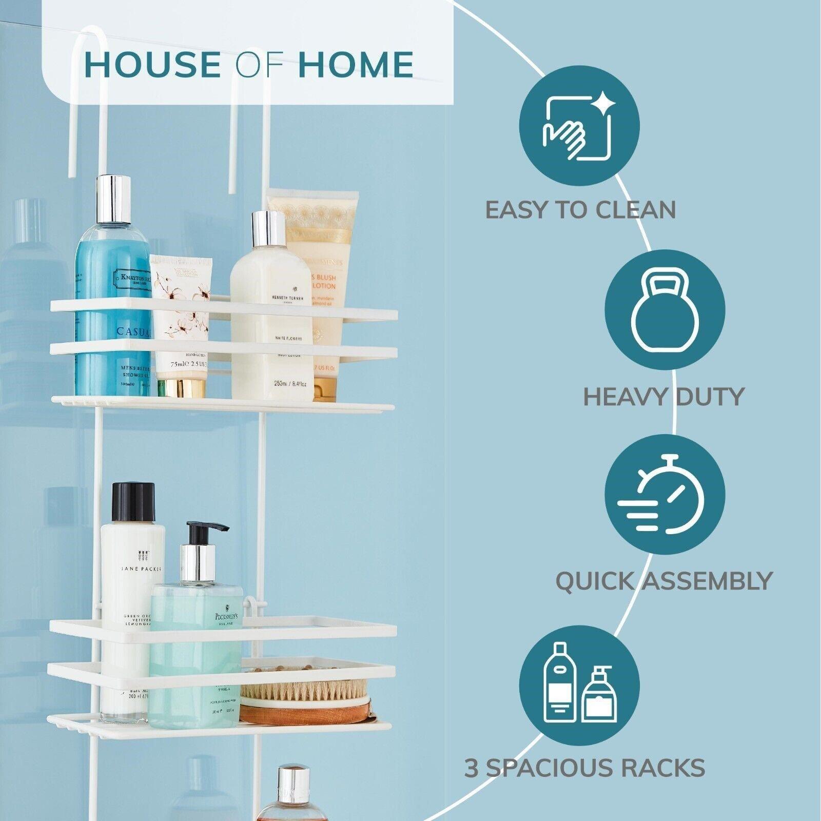 White - Homelife - 3 Tier Non Rust Hanging Shower Caddy Bathroom - 5