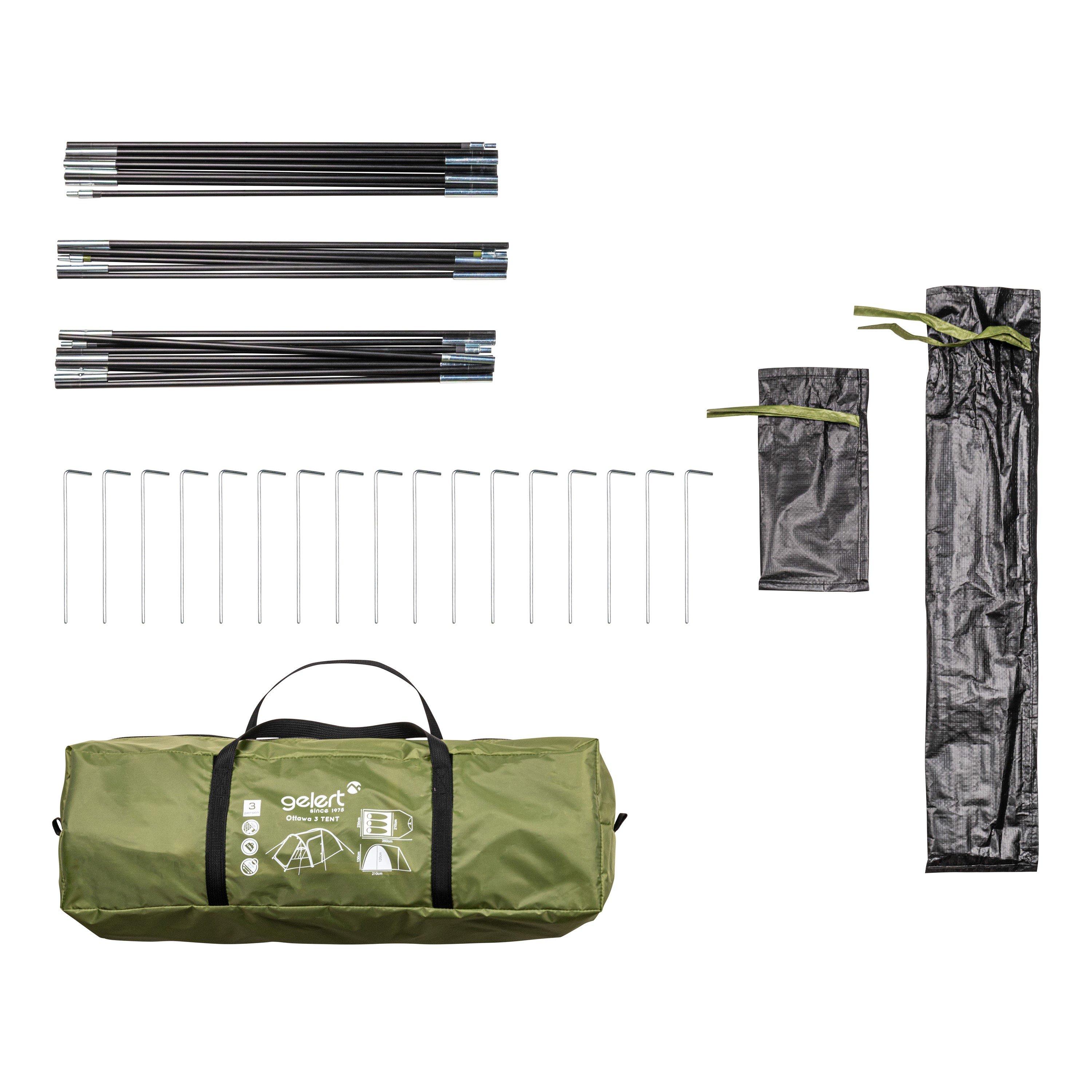 Green - Gelert - Ottawa 3-Person Water Resistant Adventure Tent - 8