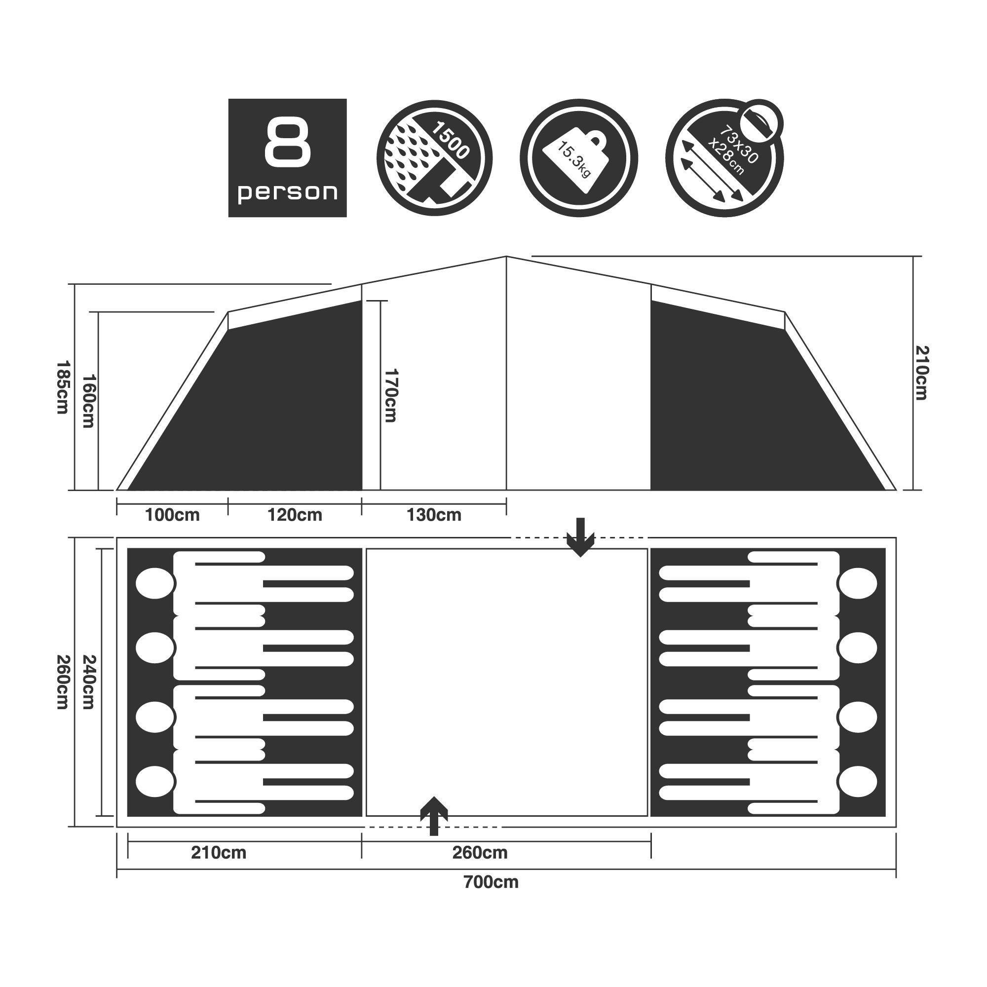 Blue - Gelert - Quest 8 Person Tent - 3