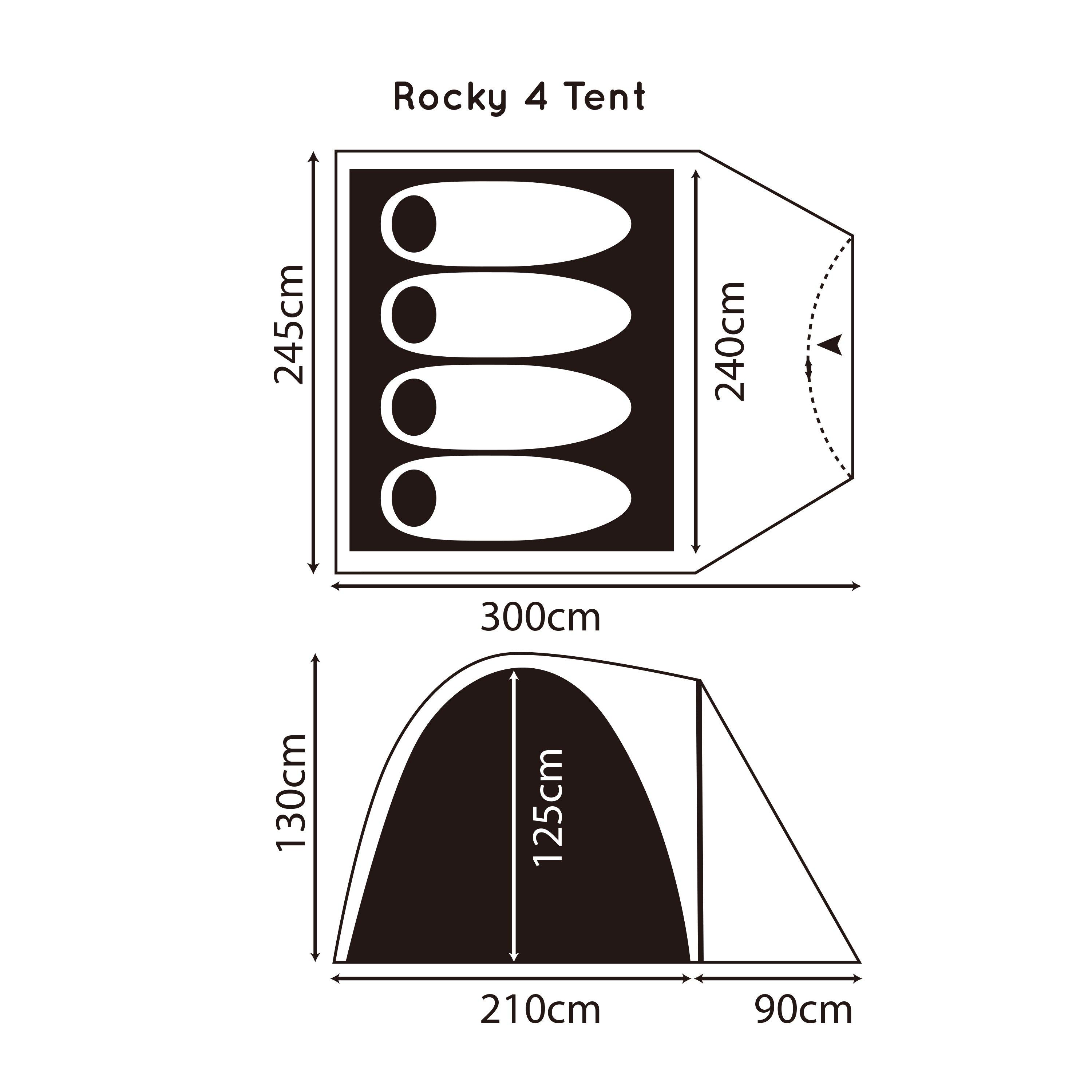 Green - Gelert - Rocky 4 Person Dome Tent - 3