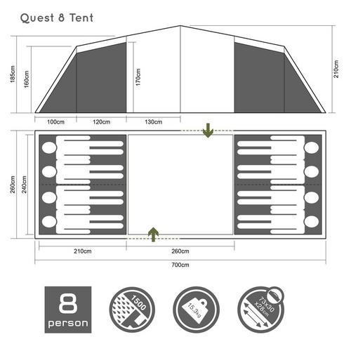 Green/Black - Gelert - Quest 8 Tent - 4