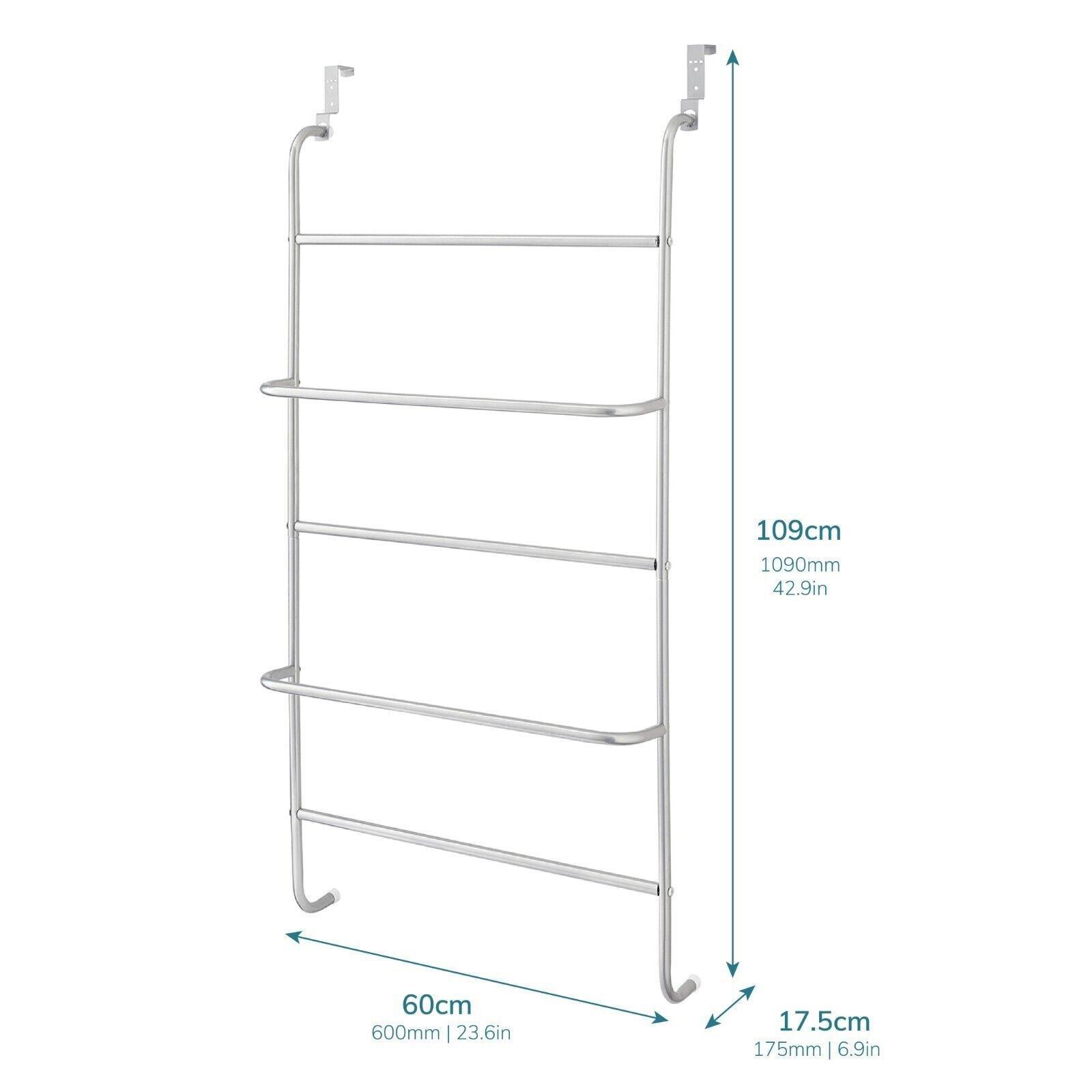 Silver - House of Home - 5 Tier Over Door Clothes Airer Towel Rail Rack - 2