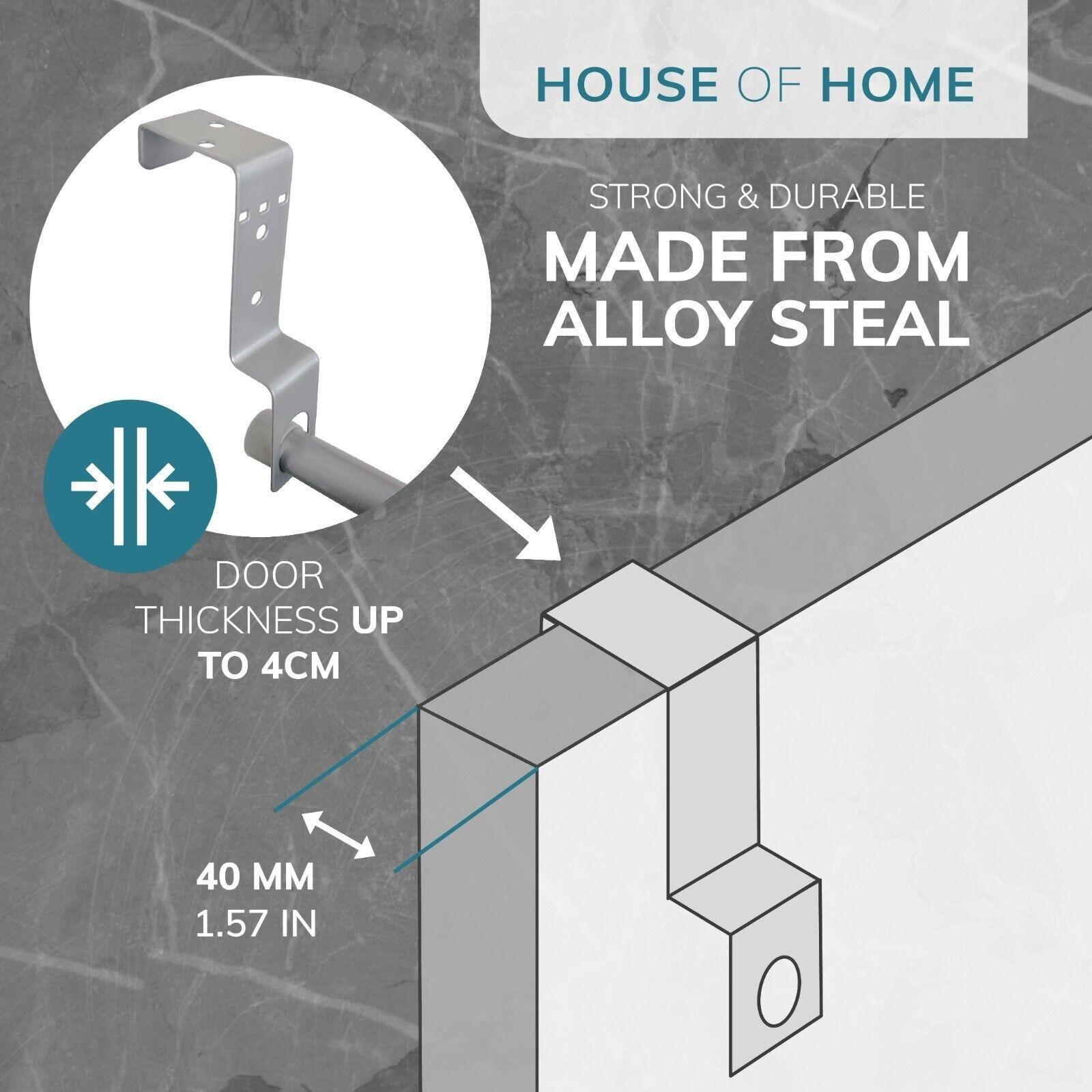 Silver - House of Home - 5 Tier Over Door Clothes Airer Towel Rail Rack - 6