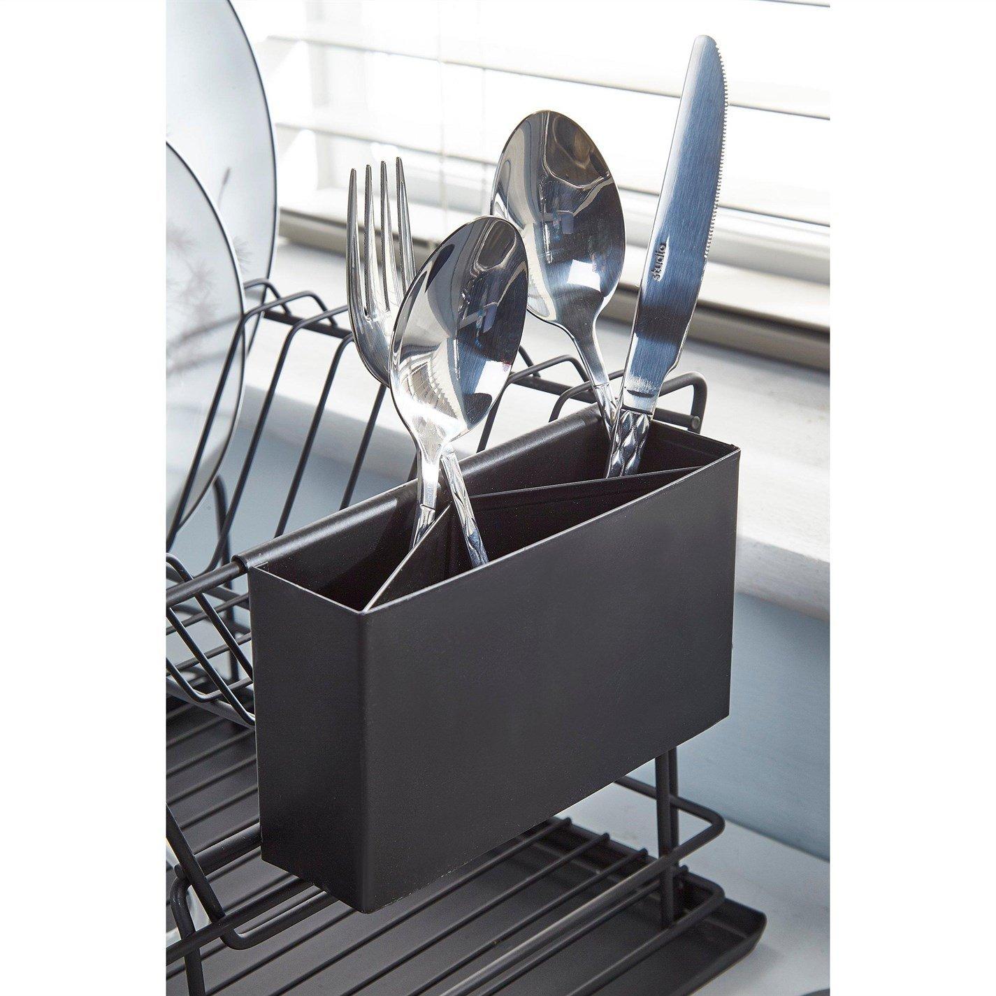 Black - Homelife - Matte Black 2-Tier Steel Dish Drainer - 3