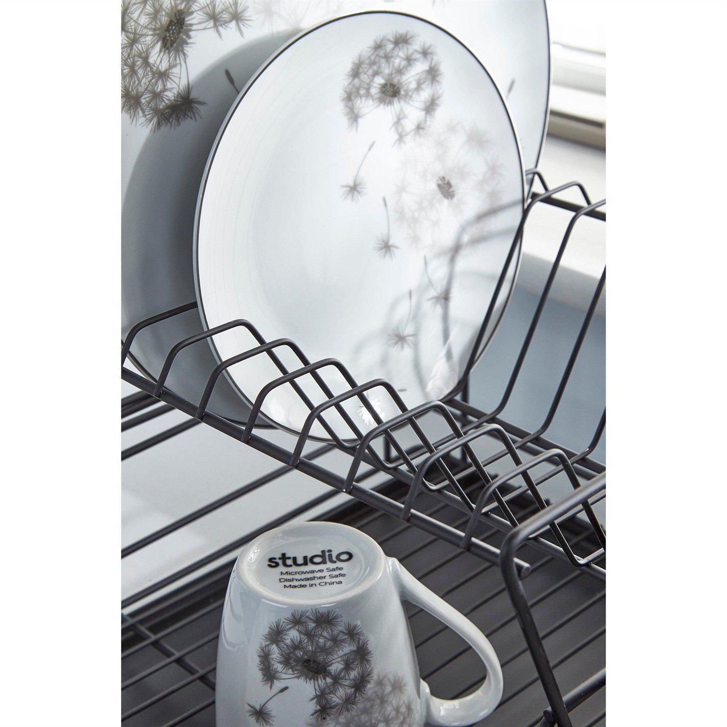 Black - Homelife - Matte Black 2-Tier Steel Dish Drainer - 4