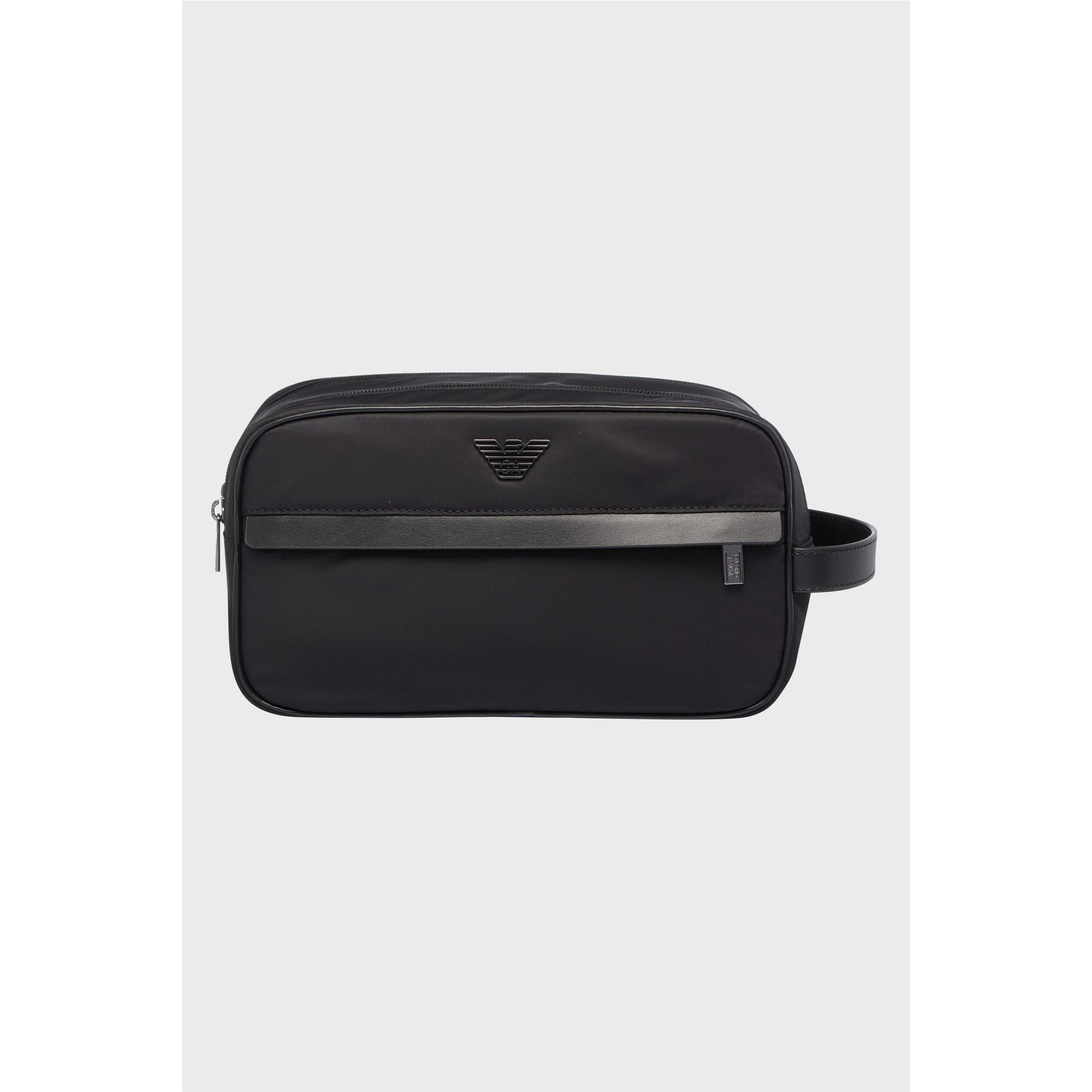 Emporio Armani Men's Recycled Nylon Wash Bag - Black Beauty
