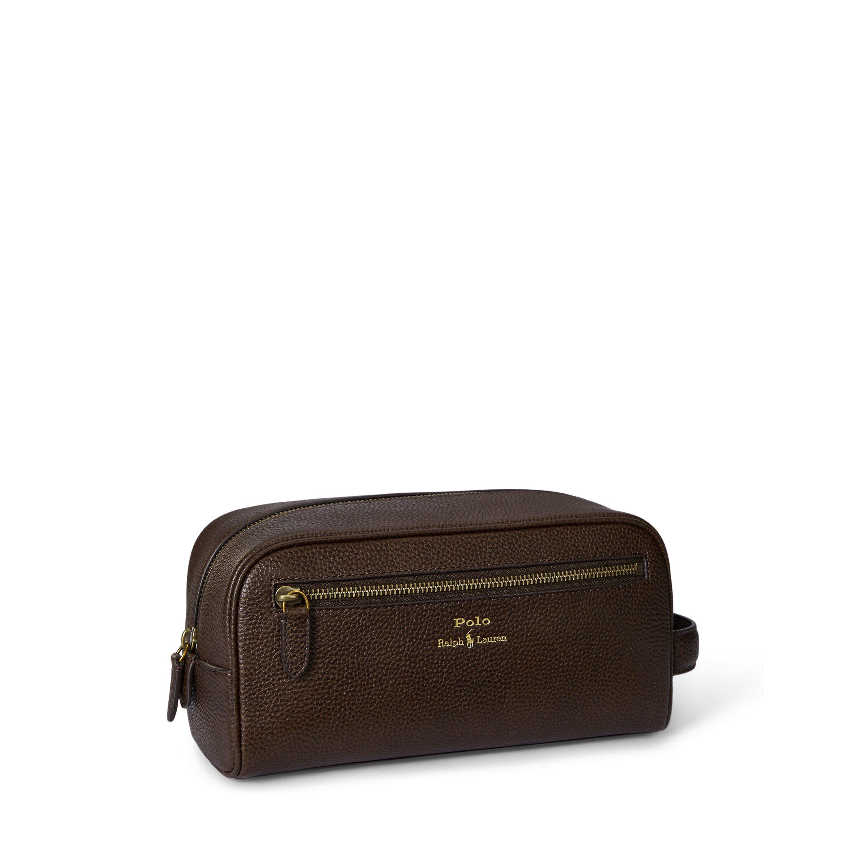 Dark Brown - Polo Ralph Lauren - Pebbled Leather Wash Bag - 2