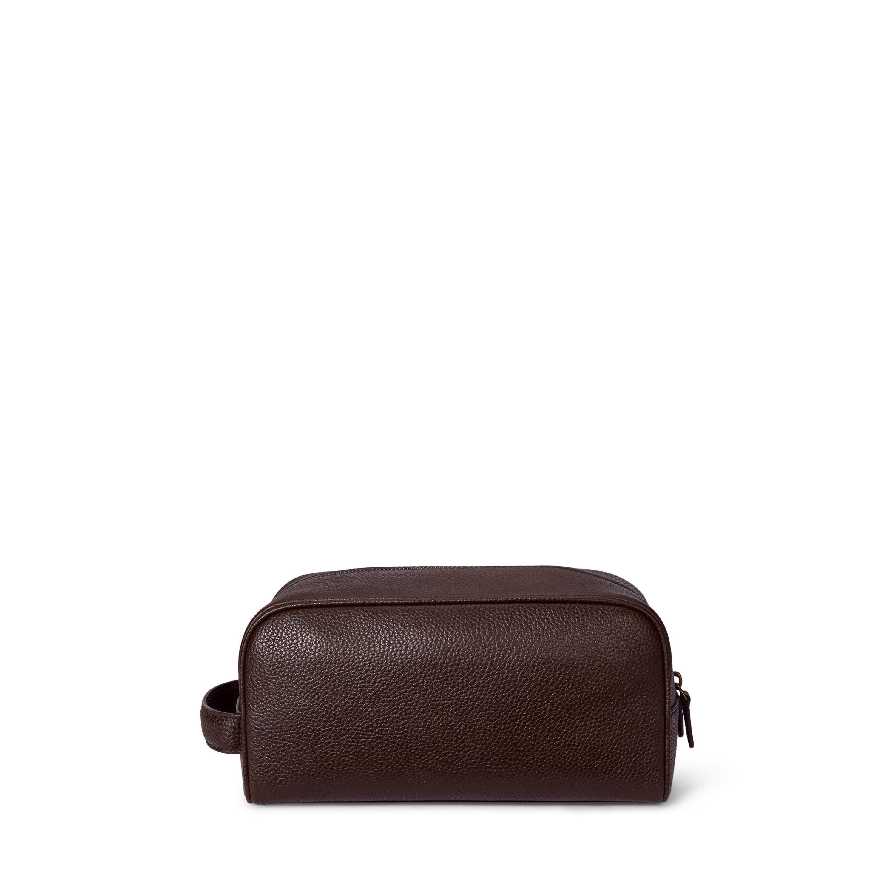 Dark Brown - Polo Ralph Lauren - Pebbled Leather Wash Bag - 3