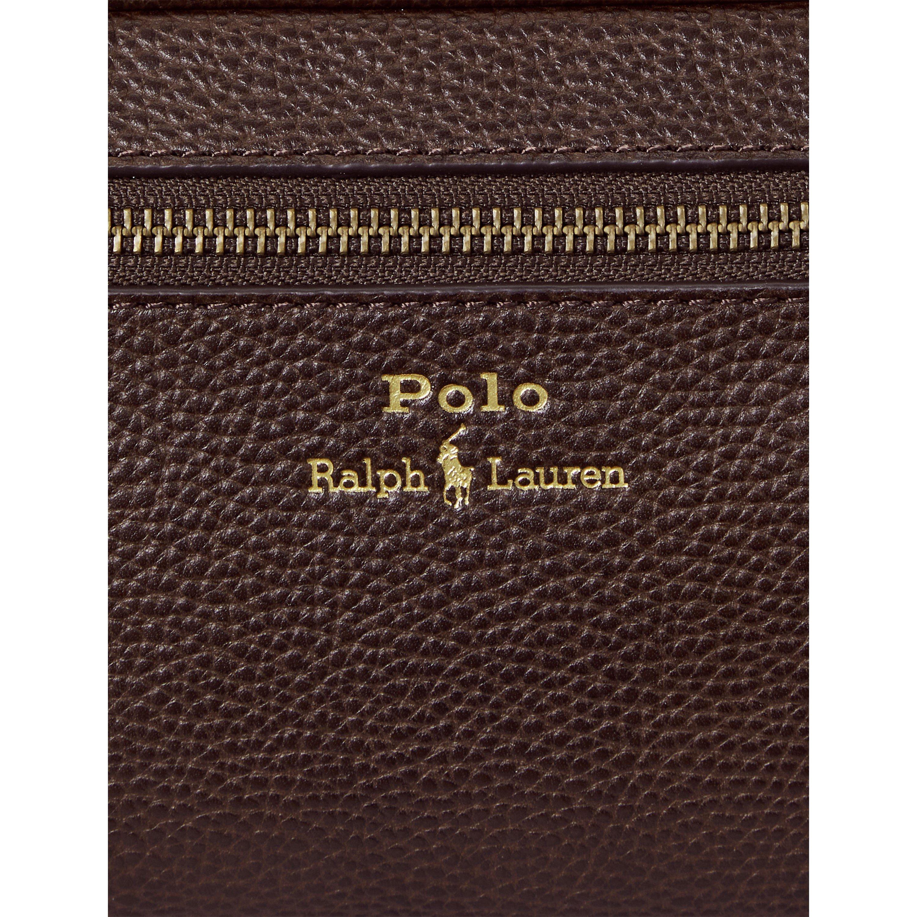 Dark Brown - Polo Ralph Lauren - Pebbled Leather Wash Bag - 4