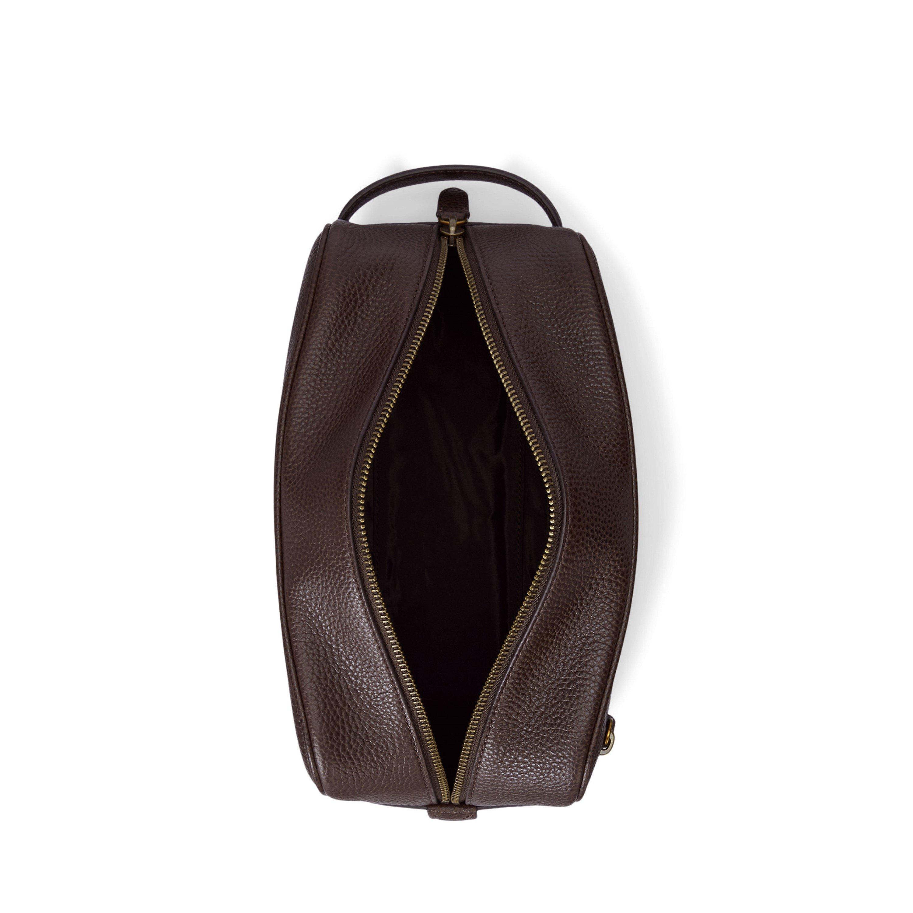 Dark Brown - Polo Ralph Lauren - Pebbled Leather Wash Bag - 5