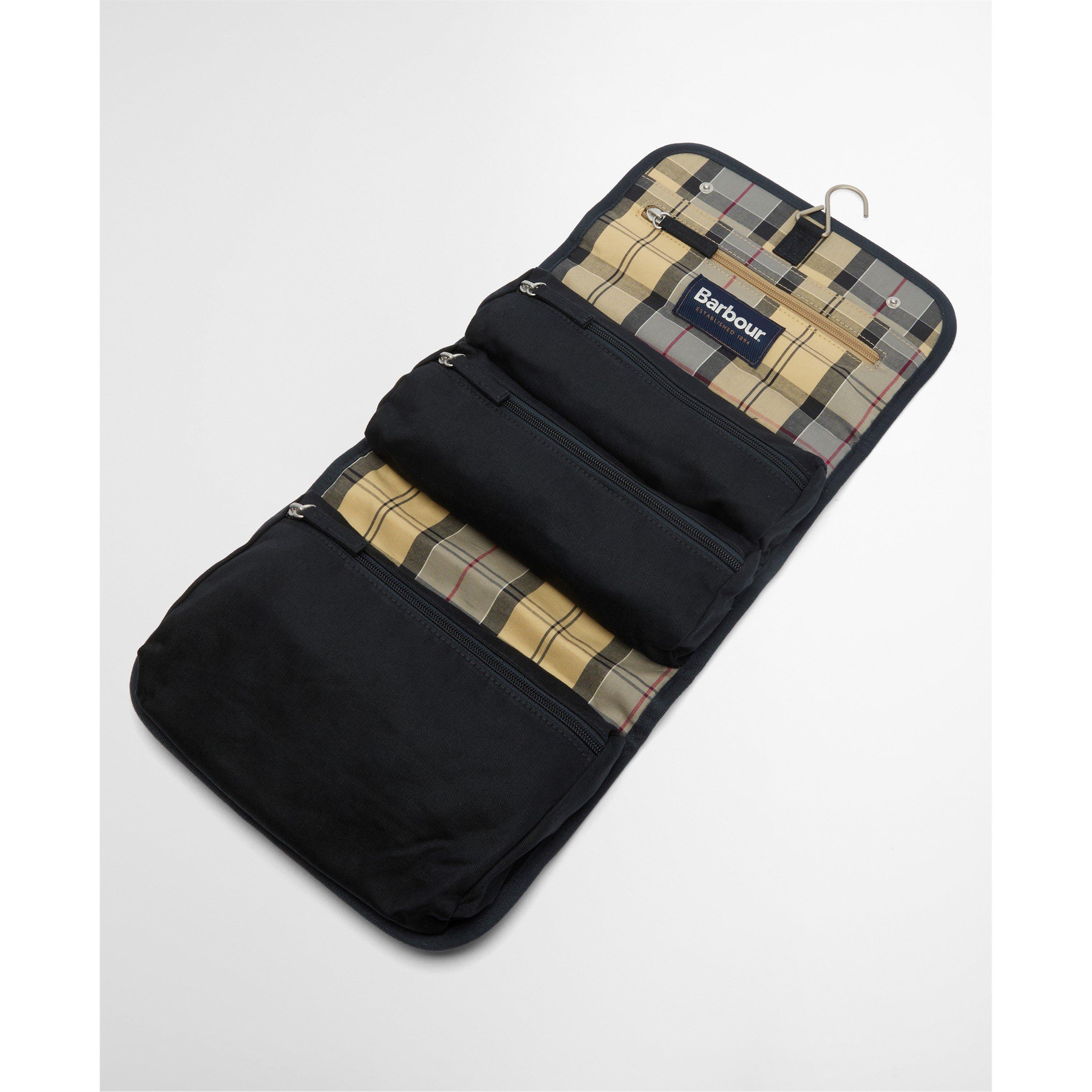 Navy - Barbour - Mens Cascade Waxed Hanging Wash Bag - 3