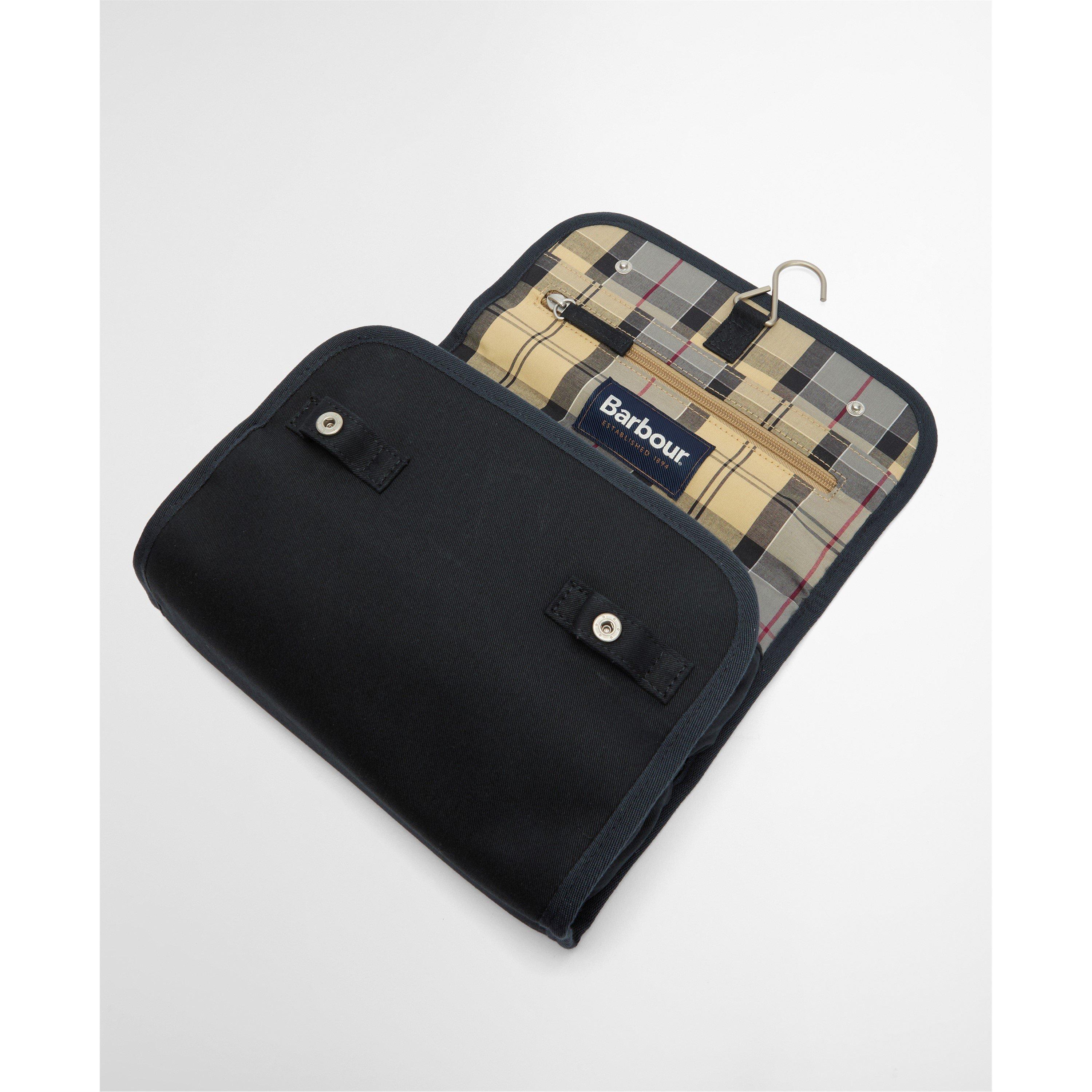 Navy - Barbour - Mens Cascade Waxed Hanging Wash Bag - 5