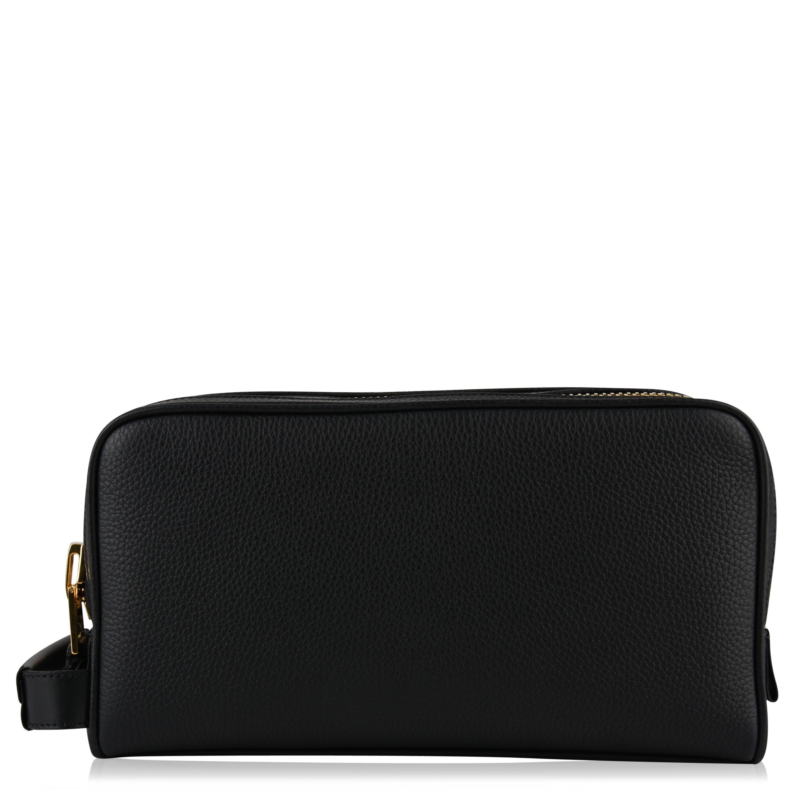Black 1N001 - Tom Ford - Grain Leather Double Zip Wash Bag - 2
