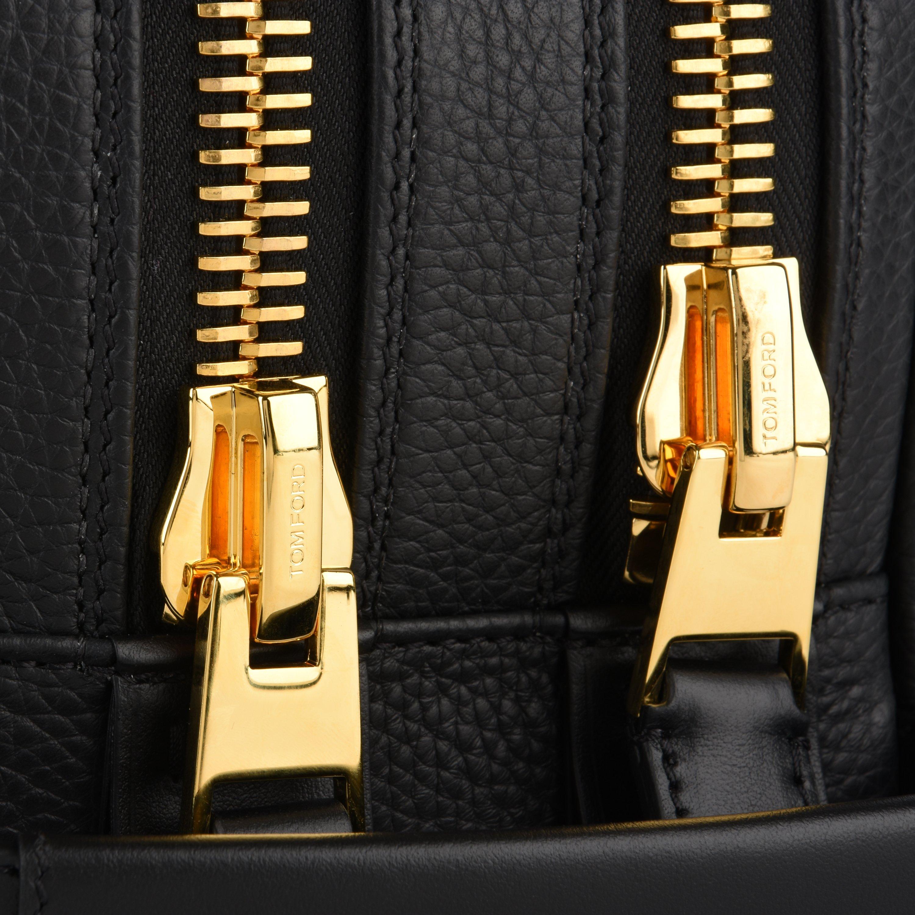 Black 1N001 - Tom Ford - Grain Leather Double Zip Wash Bag - 3