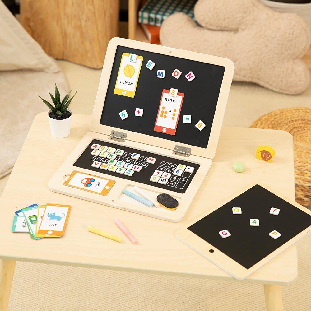 Brown - Tooky Toy - Wooden Laptop and Tablet Set - 1