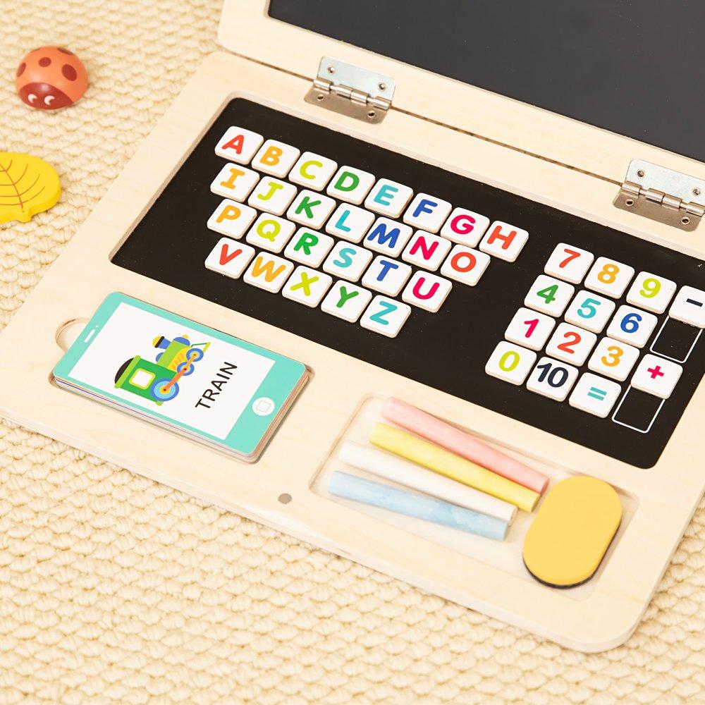 Brown - Tooky Toy - Wooden Laptop and Tablet Set - 3