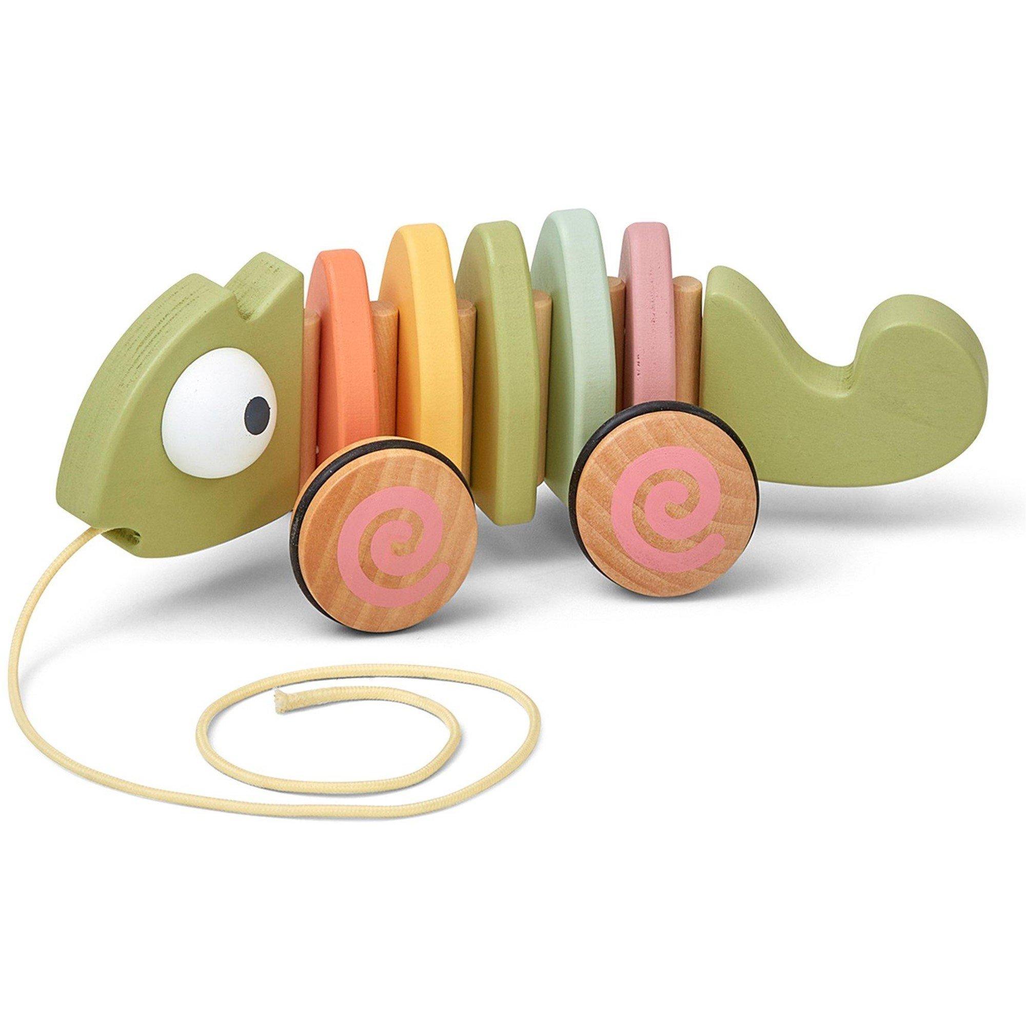 Tooky Toy  Infant Toylife Wooden Pull Along Chameleon - Natural