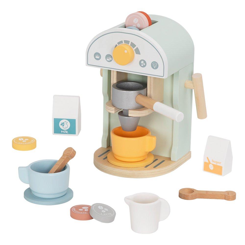 Natural - Tooky Toy - Wooden Coffee Machine Set - 1