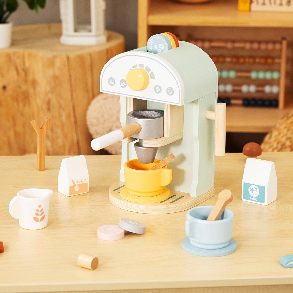 Natural - Tooky Toy - Wooden Coffee Machine Set - 3
