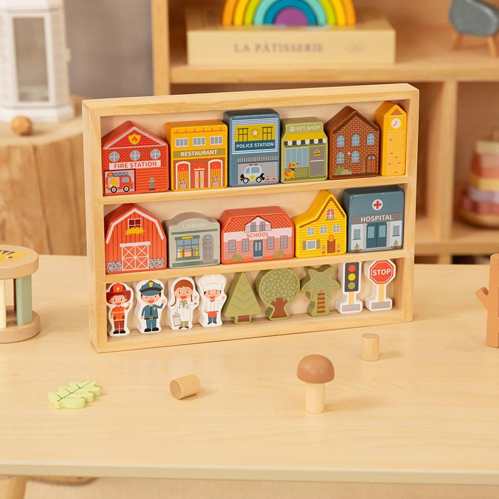 Tooky Toy  Infant Wooden Town Playset - 