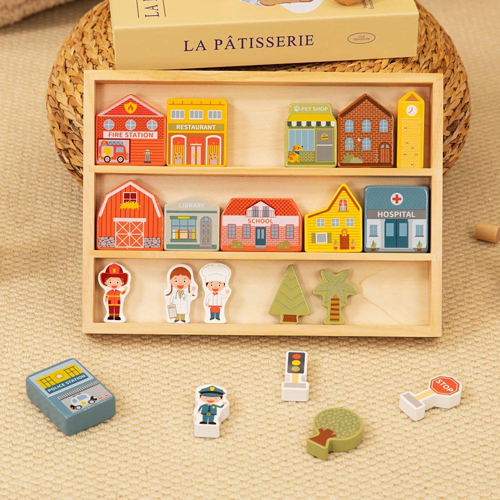 Multi - Tooky Toy - Wooden Town Playset - 2