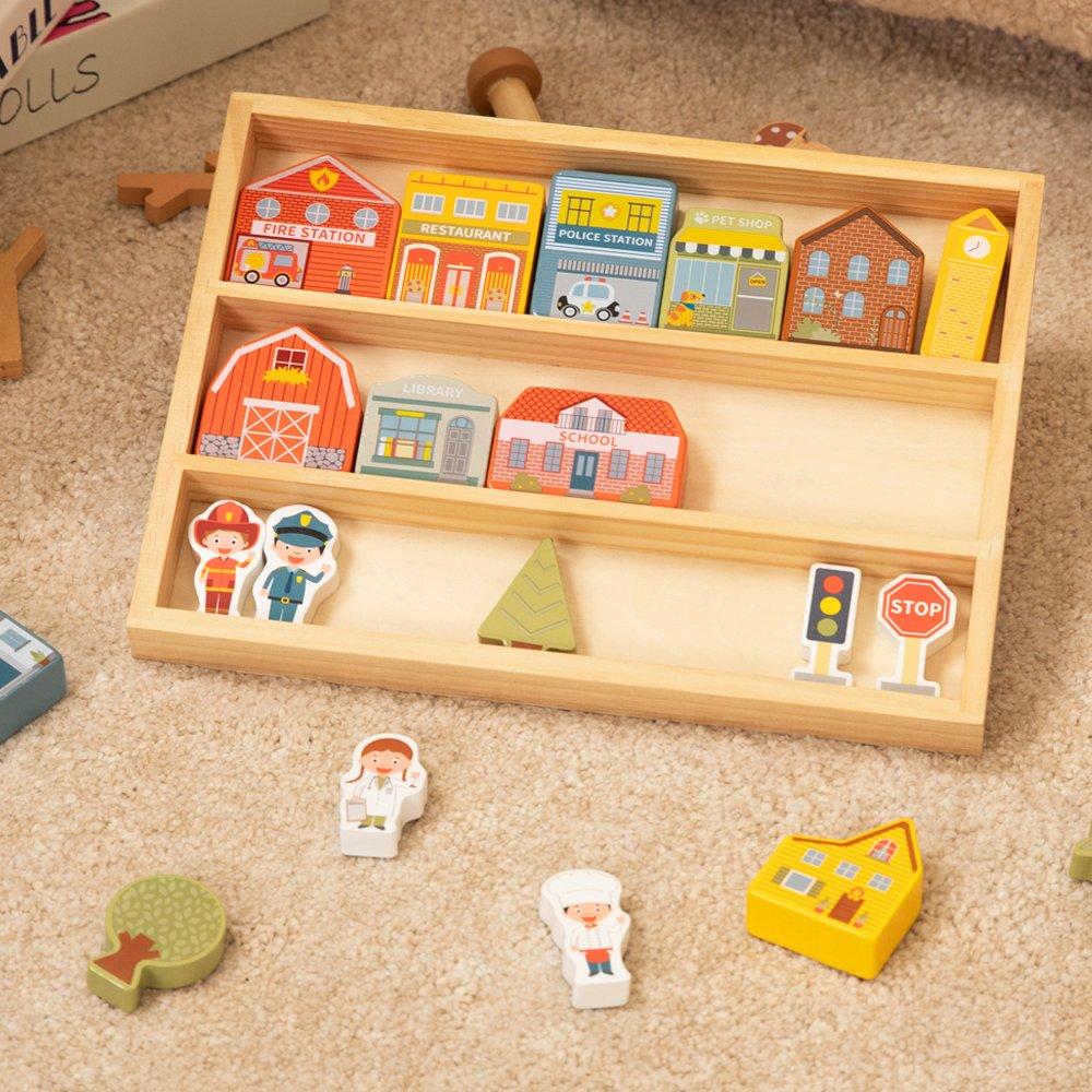 Multi - Tooky Toy - Wooden Town Playset - 3