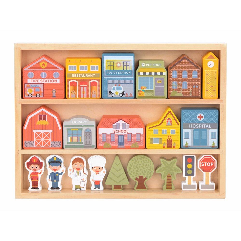 Multi - Tooky Toy - Wooden Town Playset - 4
