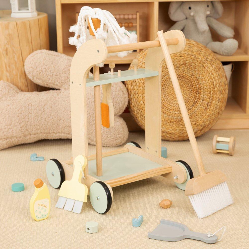 Natural - Tooky Toy - Wooden Cleaning Trolley - 2