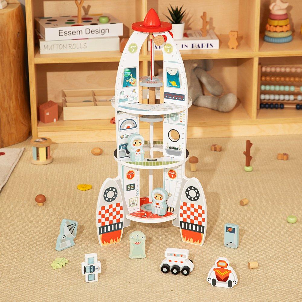 Mehrfarbig - Tooky Toy - Wooden Rocket Playset - 3