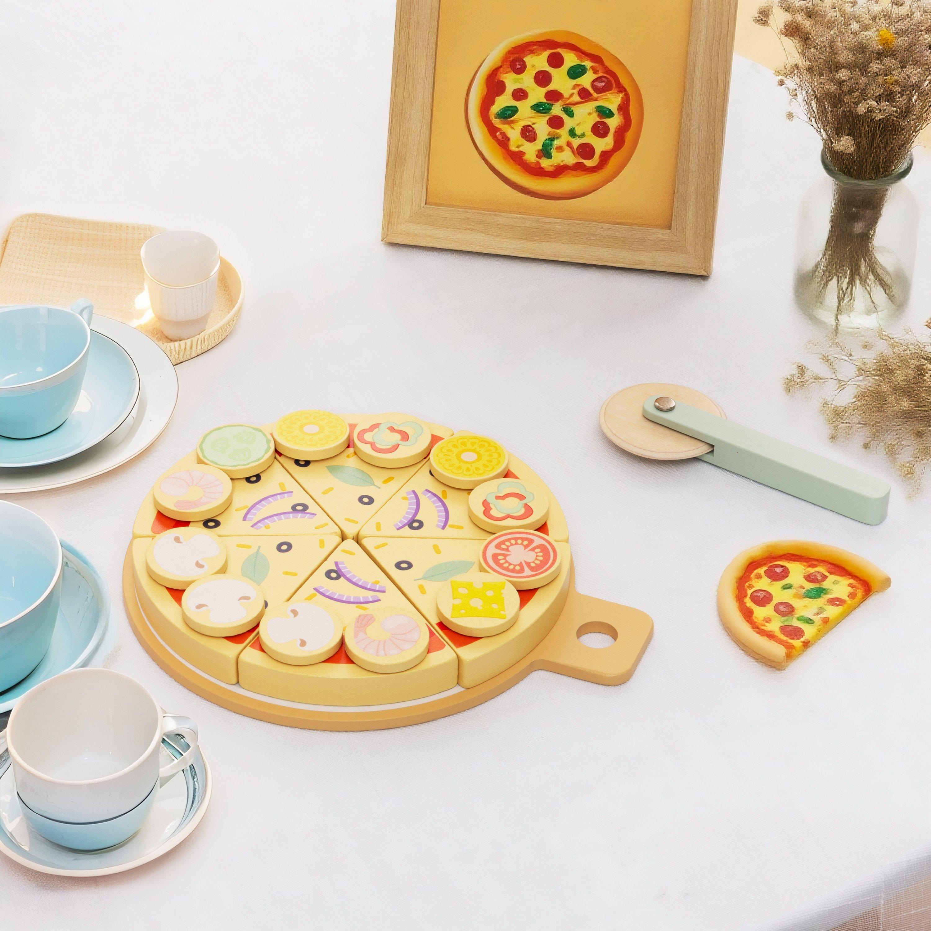 Multi - Tooky Toy - Wooden Pizza and Toppings - 2