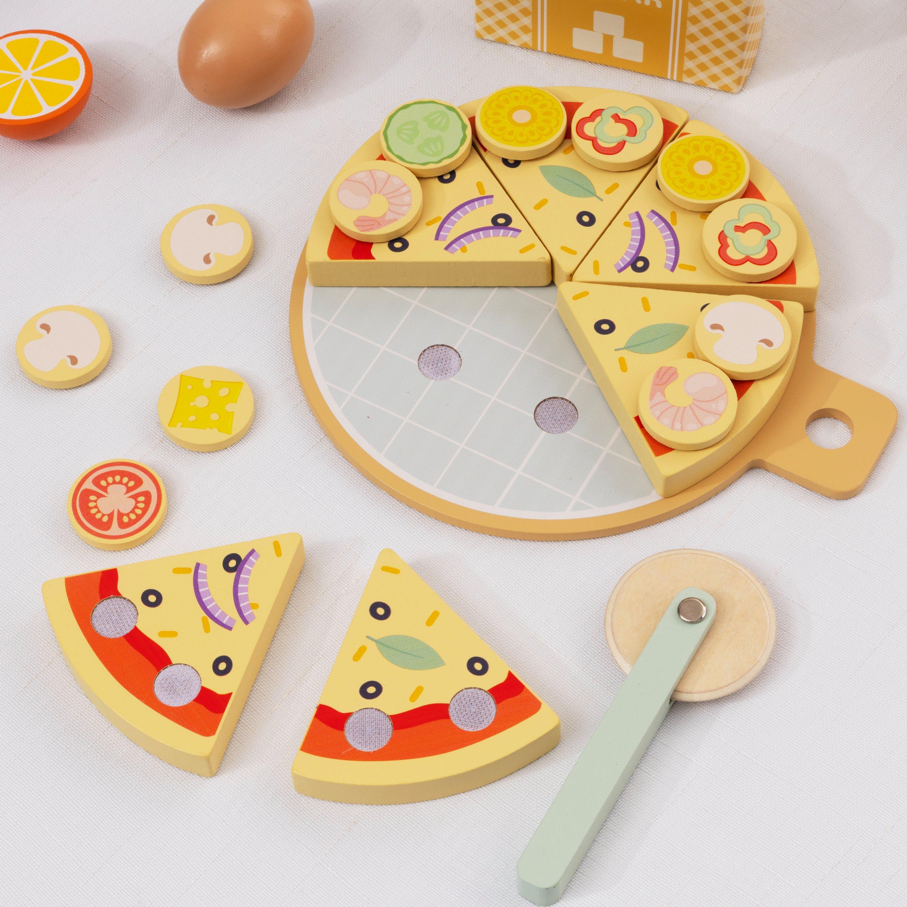 Multi - Tooky Toy - Wooden Pizza and Toppings - 3