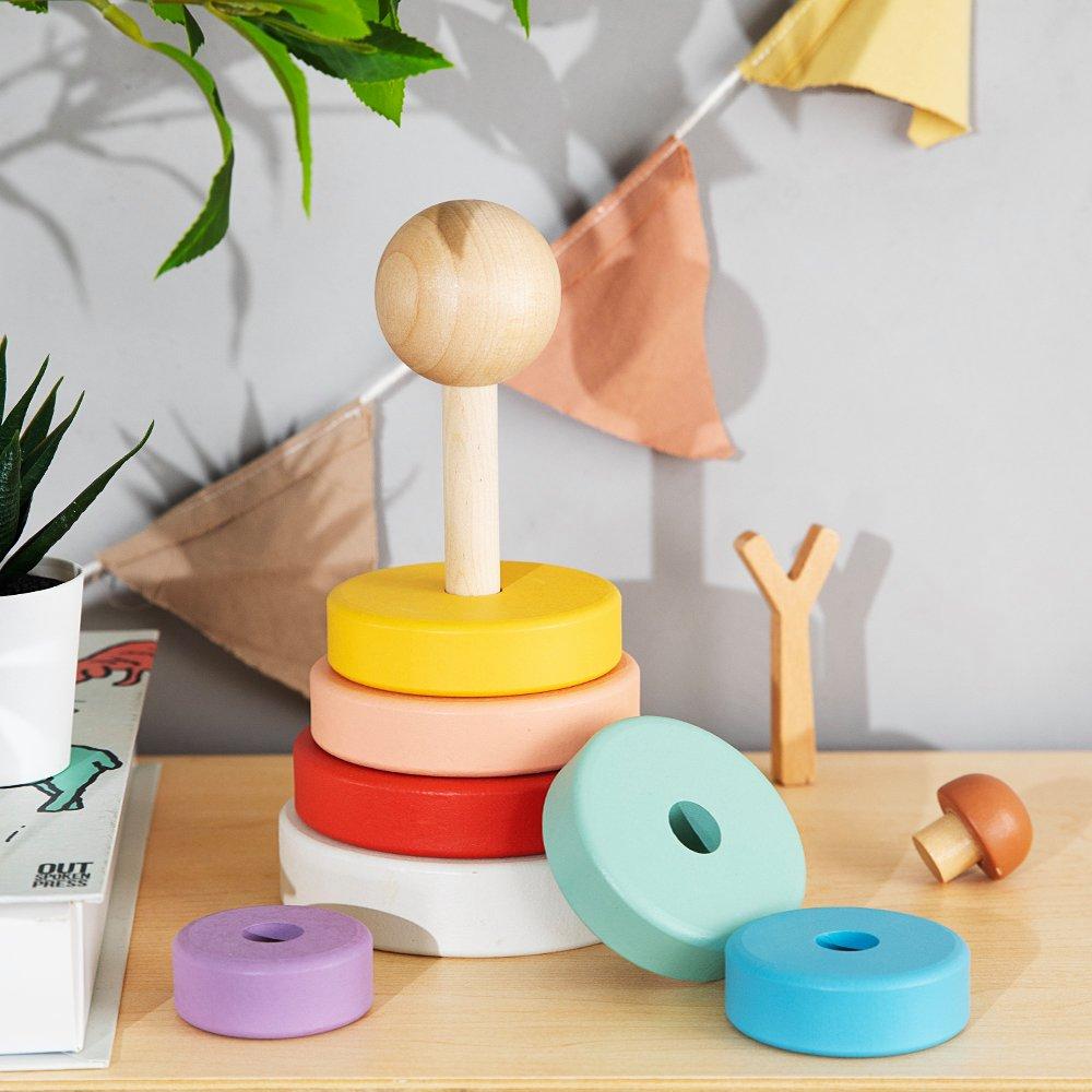 Multi - Tooky Toy - Wooden Rainbow Stacker - 4