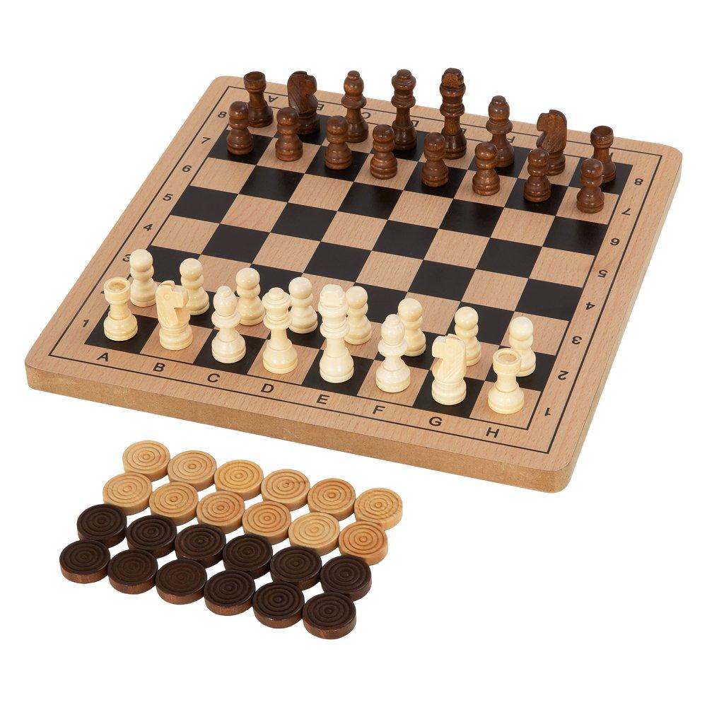 Tooky Toy  Infant Wooden Chess And Draughts Set - Natural