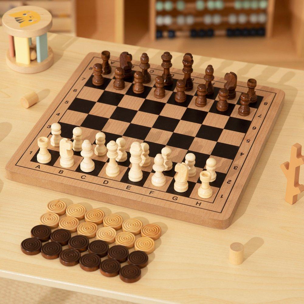 Natural - Tooky Toy - Wooden Chess And Draughts Set - 2