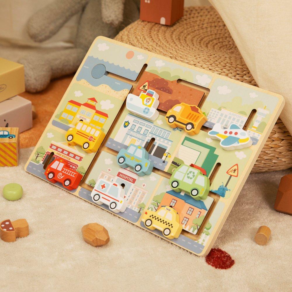 Multi - Tooky Toy - Wooden Chunky Vehicle Puzzle - 4