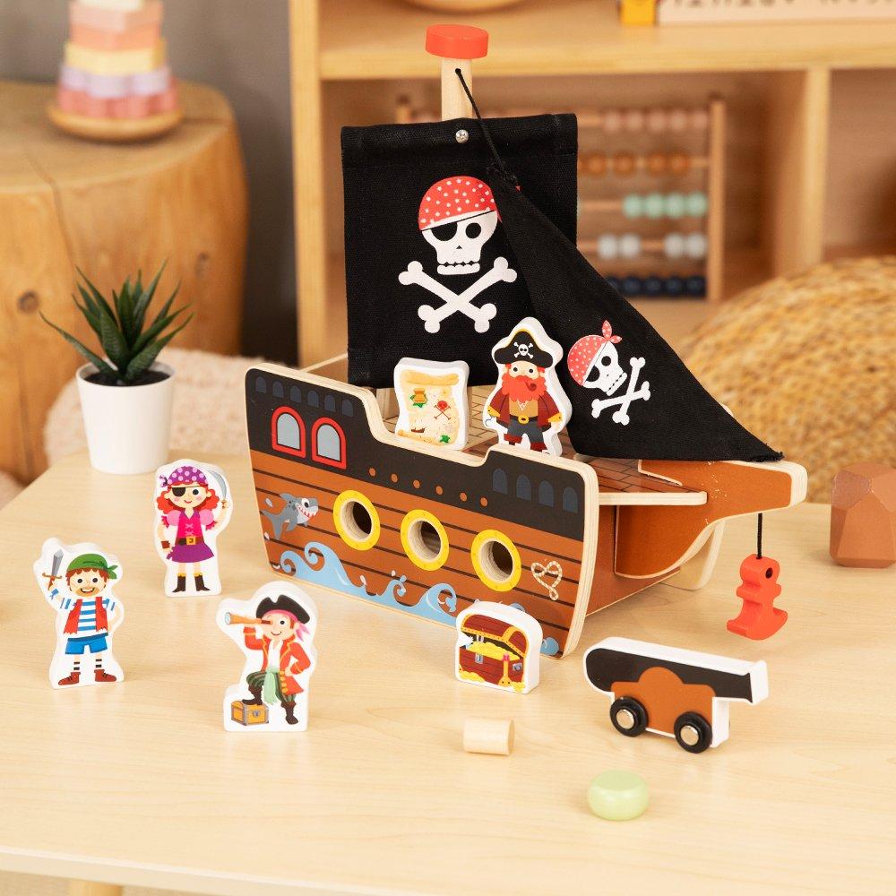 Tooky Toy  Infant Wooden Pirate Ship - 