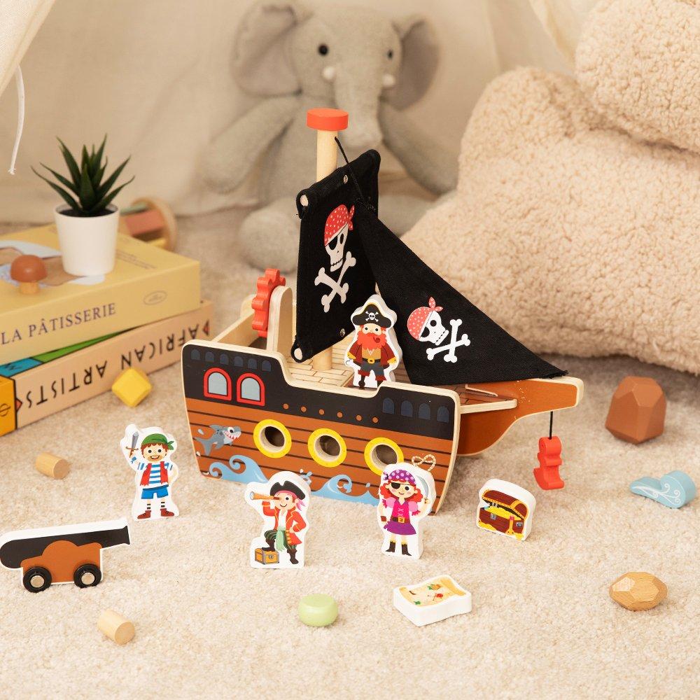 Multi - Tooky Toy - Wooden Pirate Ship - 2